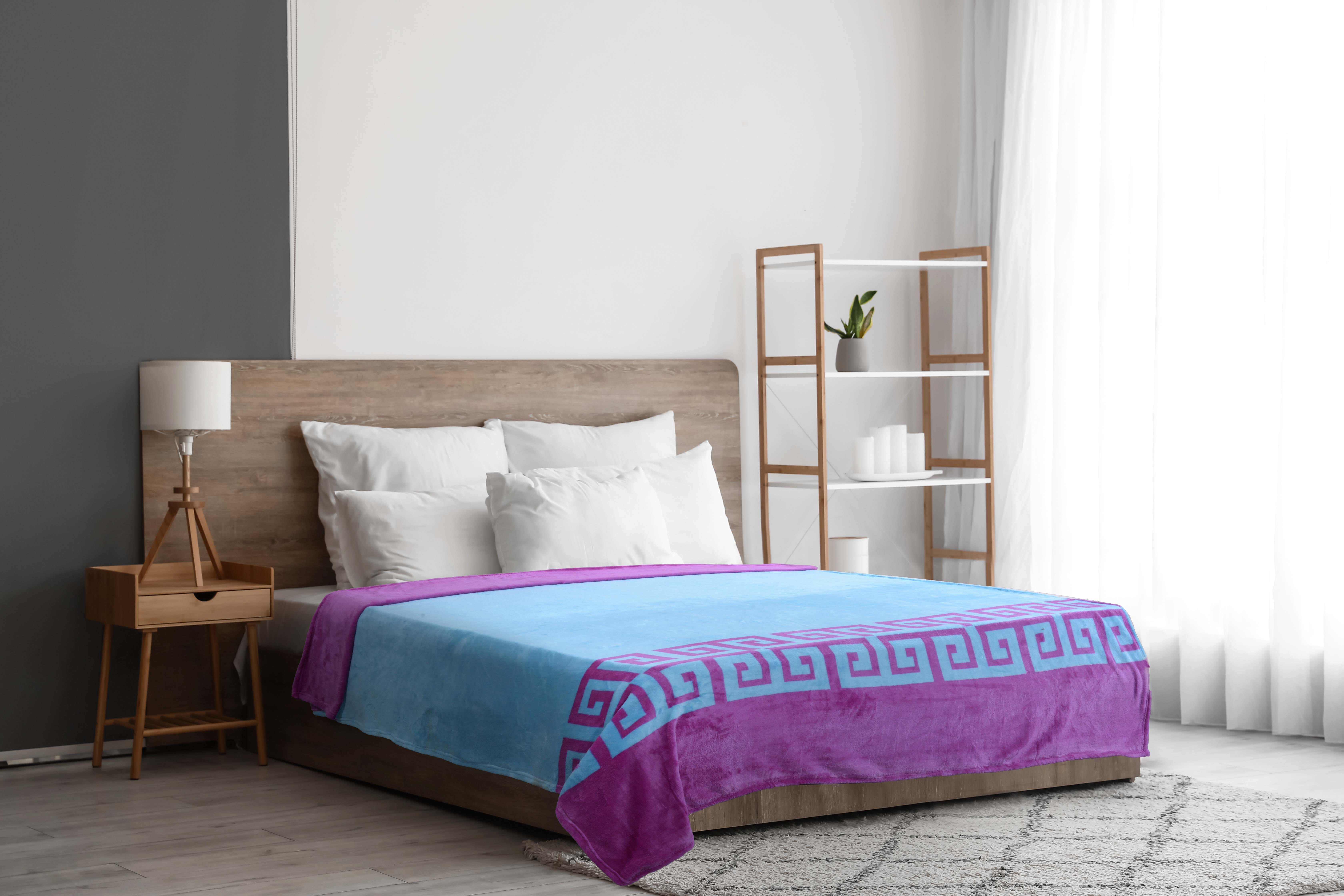 Zebda Bed Heater, 220x185 cm, 1150 gm - Mauve Blue