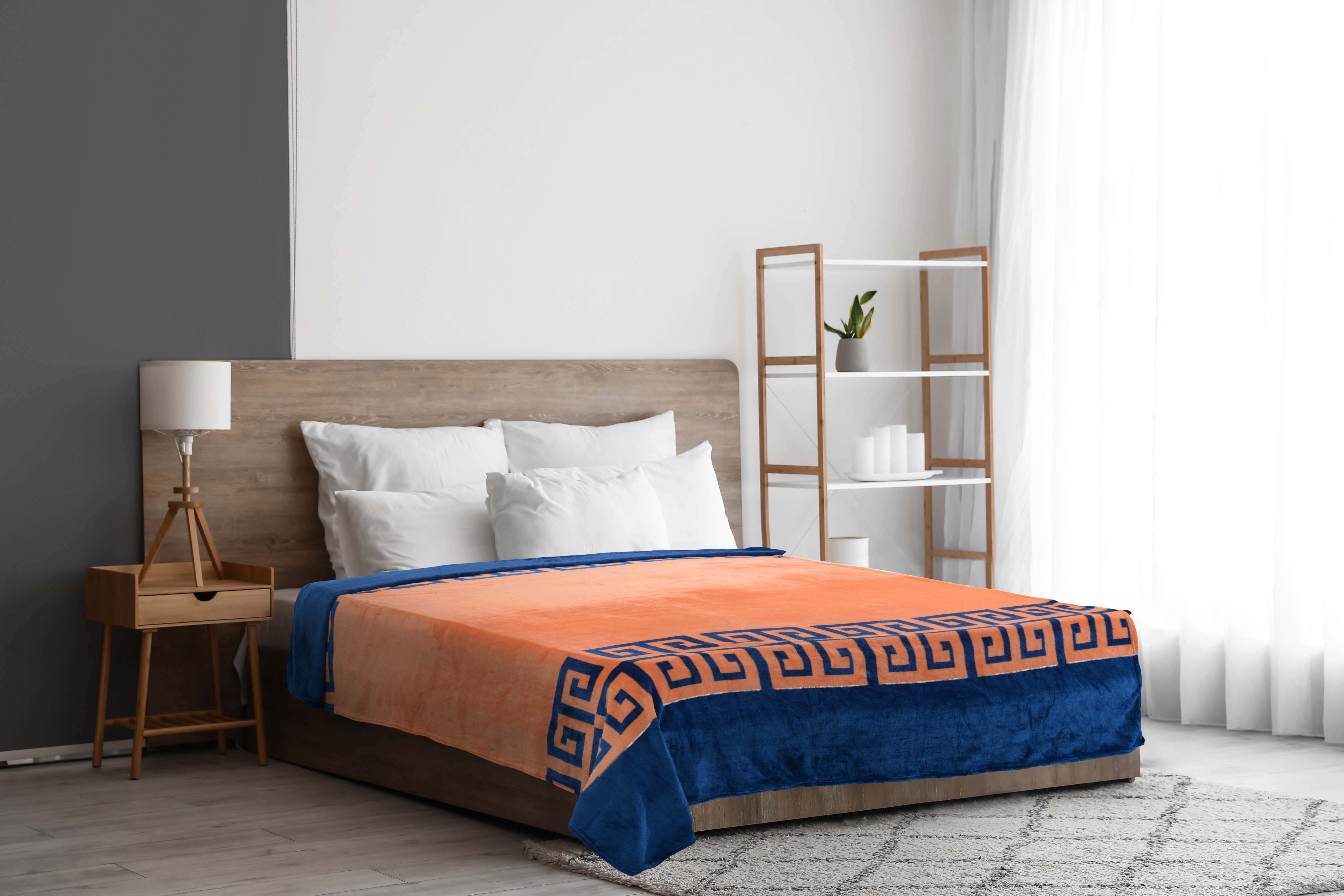 Zebda Bed Heater, 220x185 cm, 1150 gm - Navy Orange
