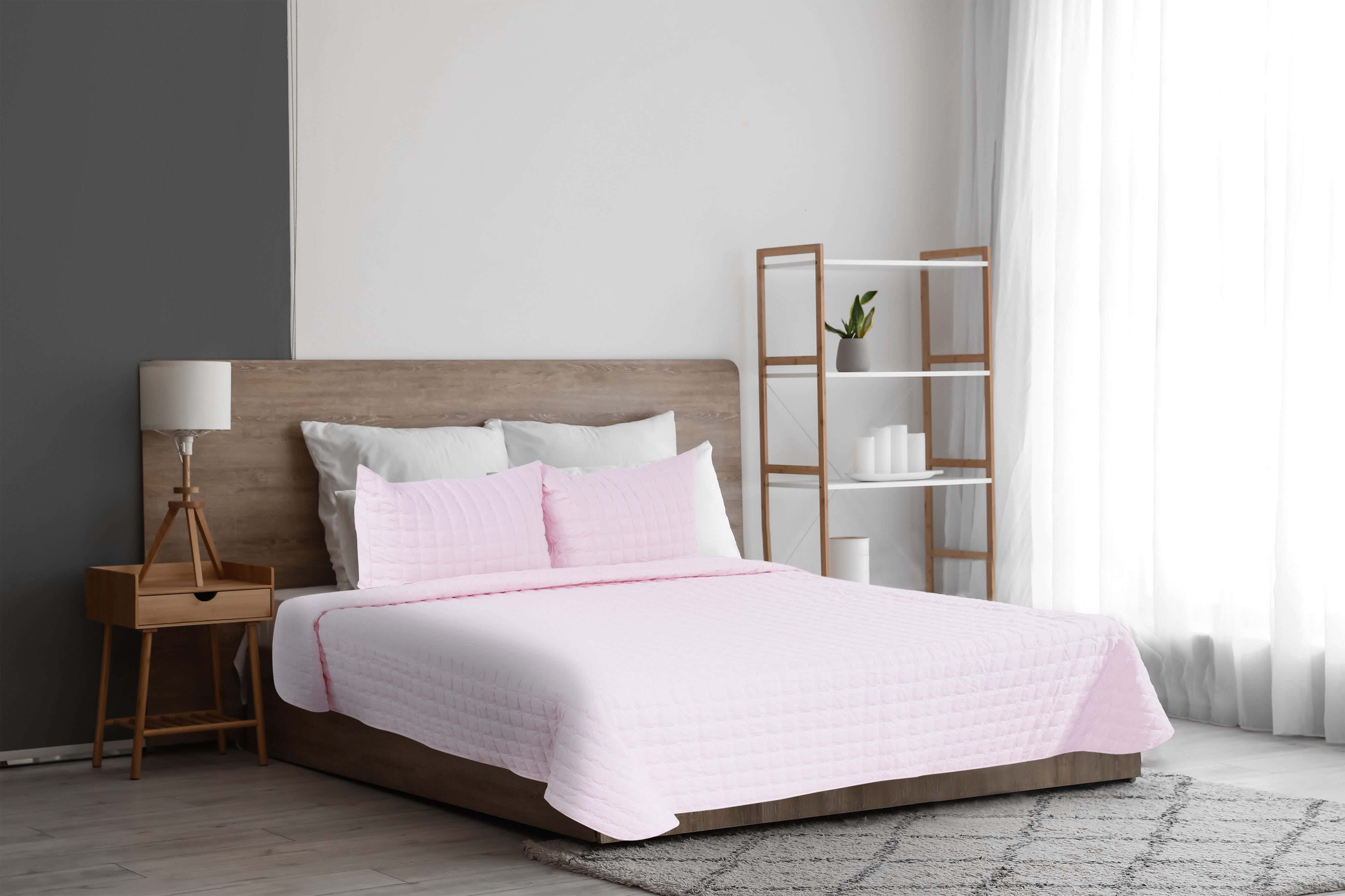 Microfiber Capitonné Comforter Set, 3 Pieces, 2900 gm - Pink