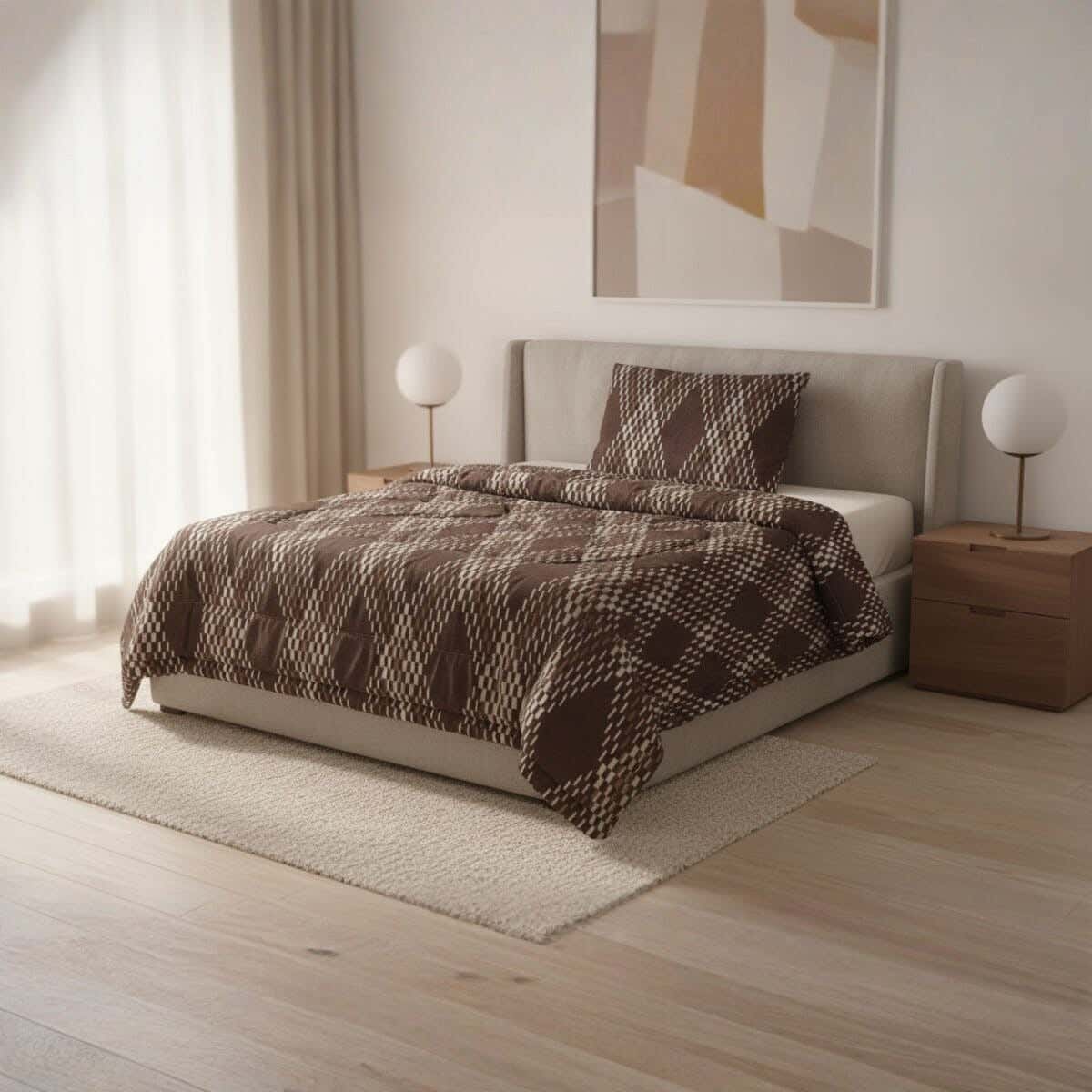 Microfiber baby Quilt set, 4 pieces, 240x180 cm, 5000 gm - Brown