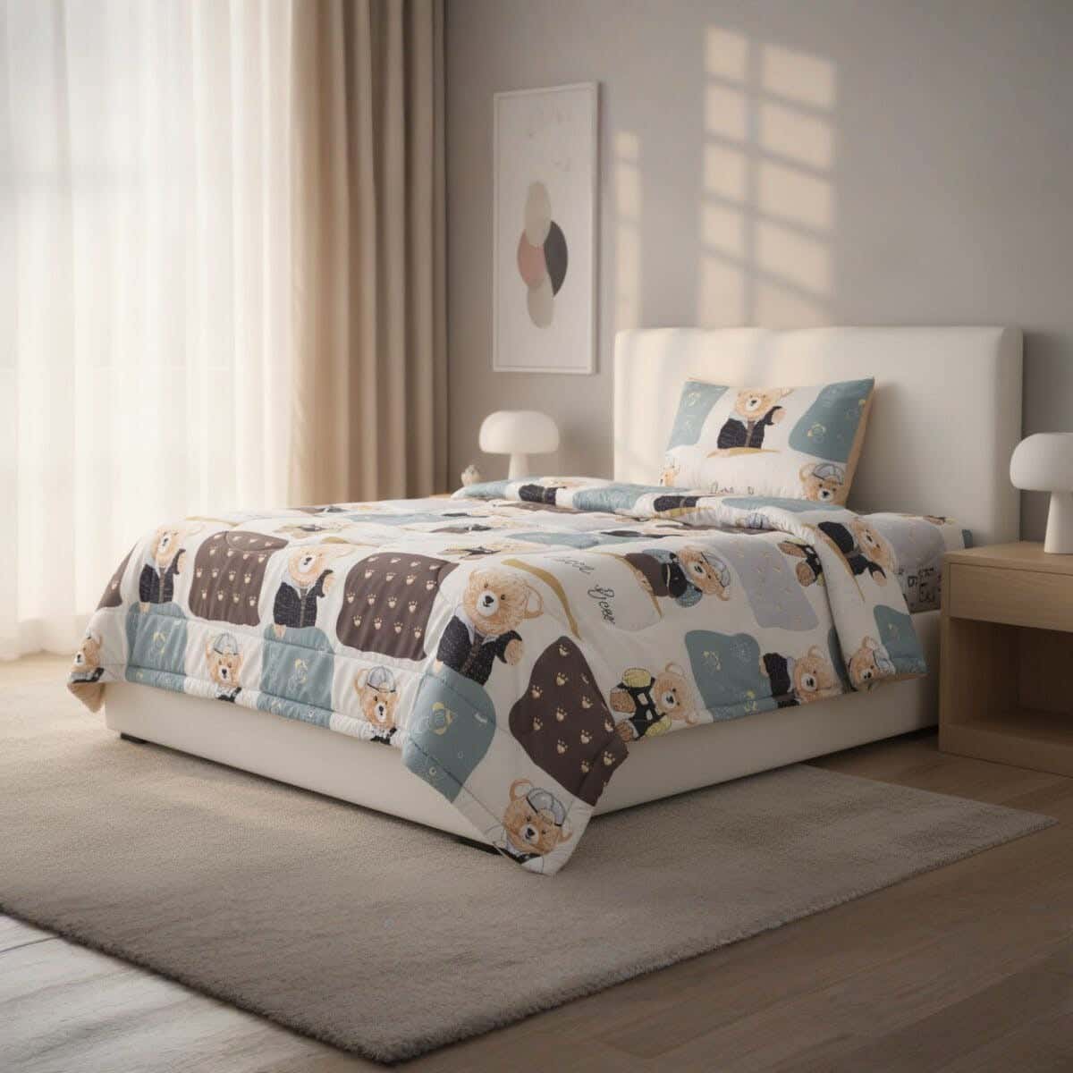 Microfiber baby Quilt set, 4 pieces, 240x180 cm, 5000 gm - Multicolor