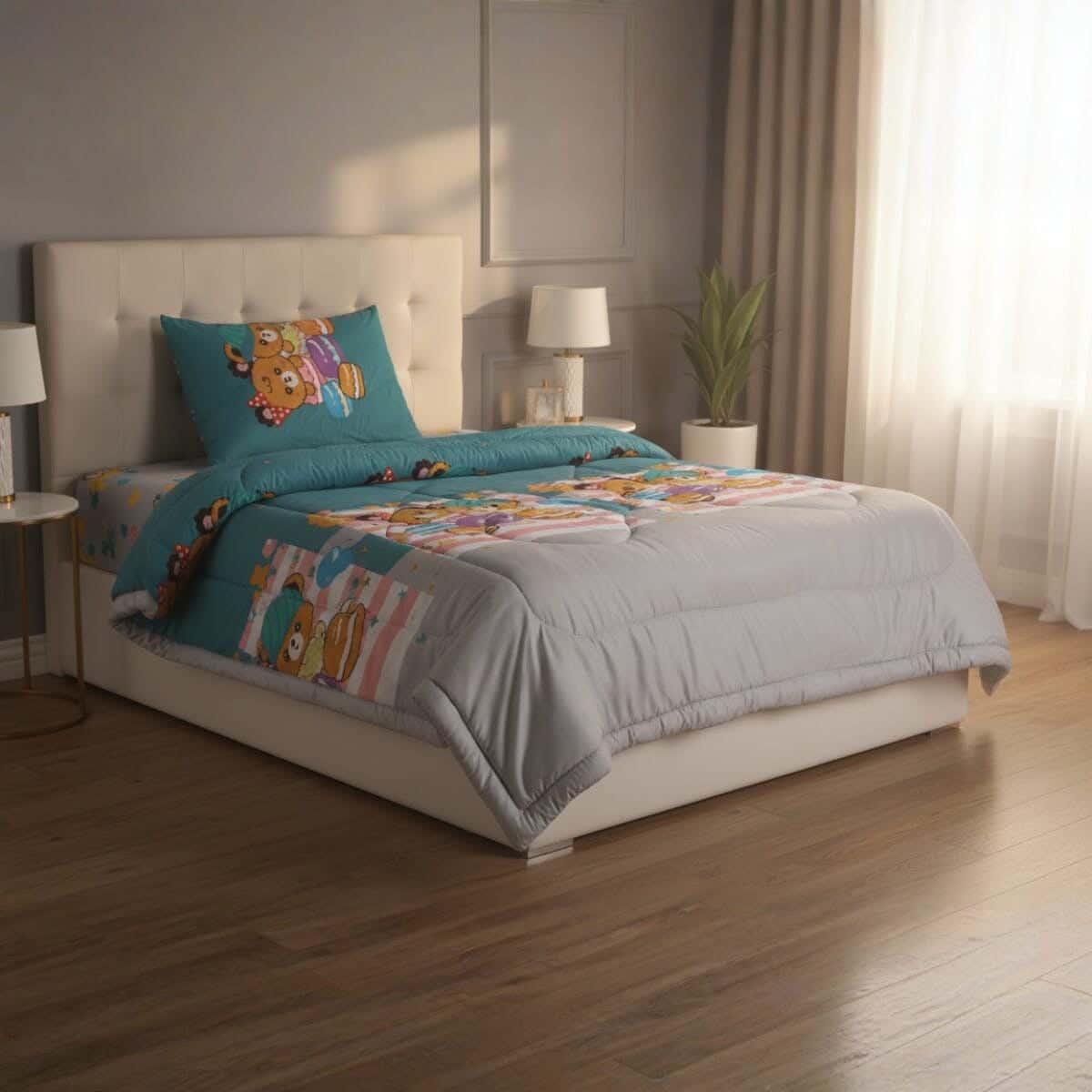 Microfiber baby Quilt set, 4 pieces, 240x180 cm, 5000 gm - Multicolor