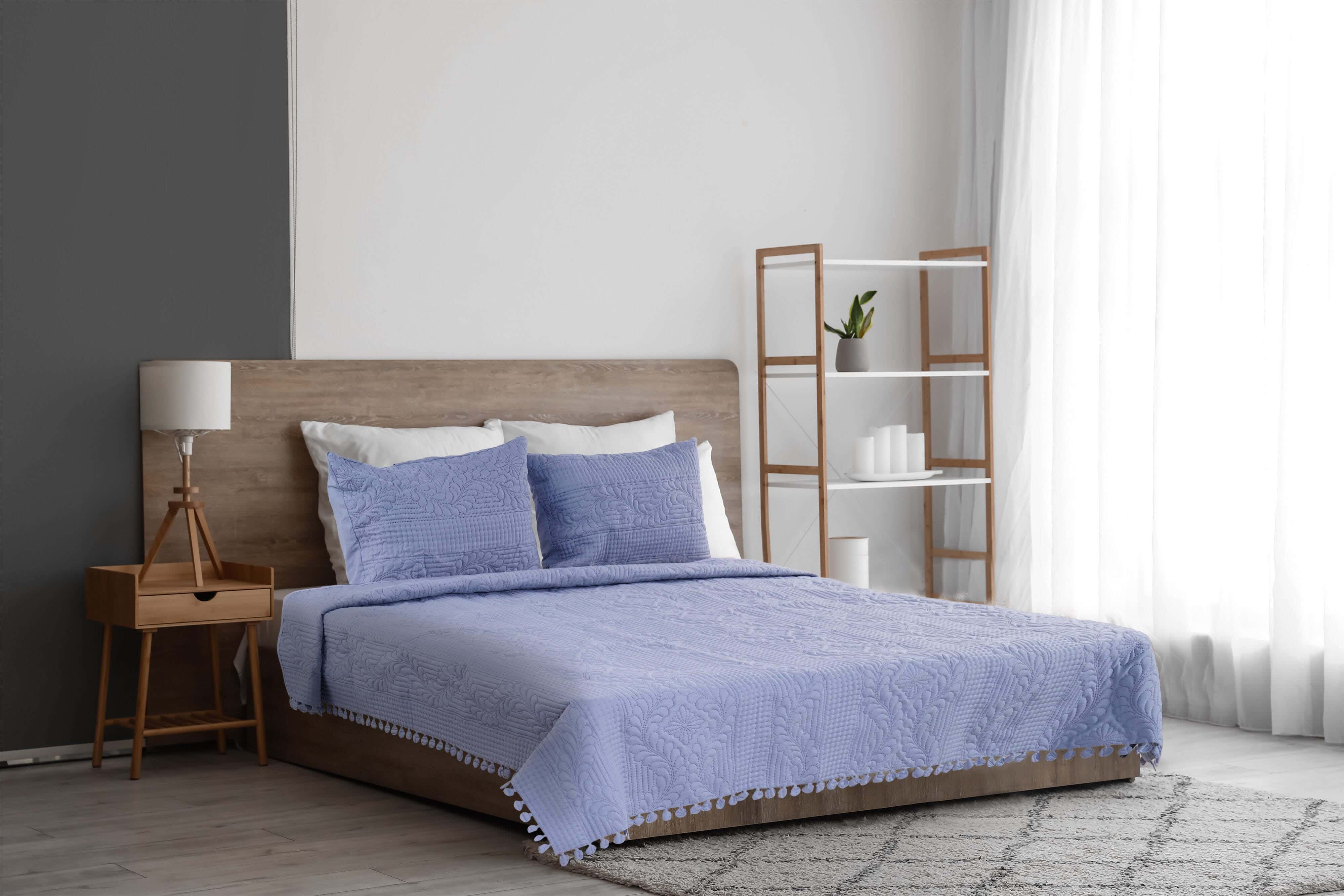 Microfiber Capitonné Comforter Set, 3 Pieces, 2900 gm - Grey