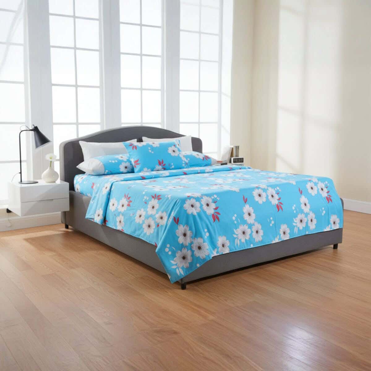 Bed Sheet Set, 3 Pieces, 240x170 cm, 650 gm - Light Blue