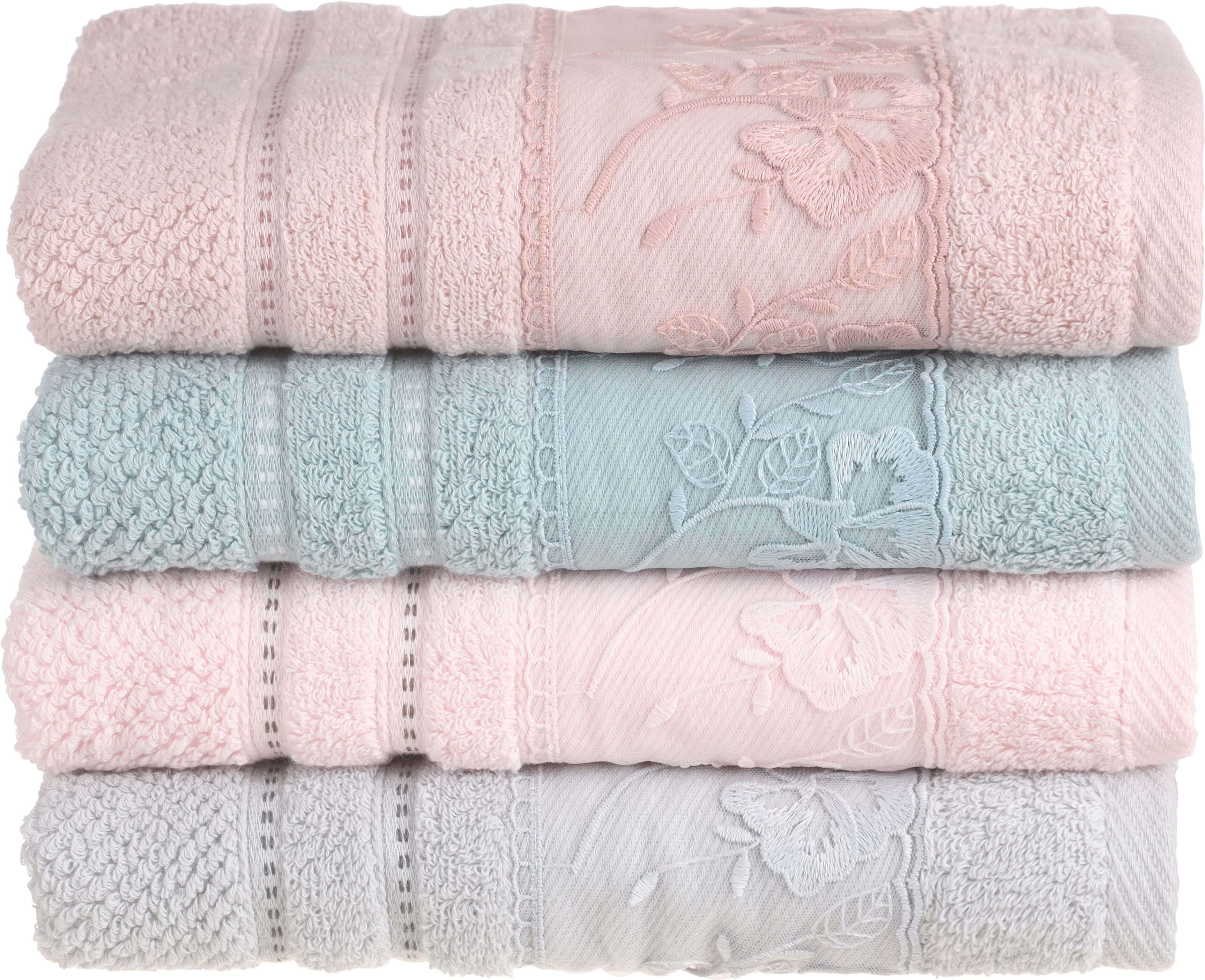 EL abd Cotton Towel Set, 4 Pieces, 60x120 cm, Approximately 400 grm - Multicolor