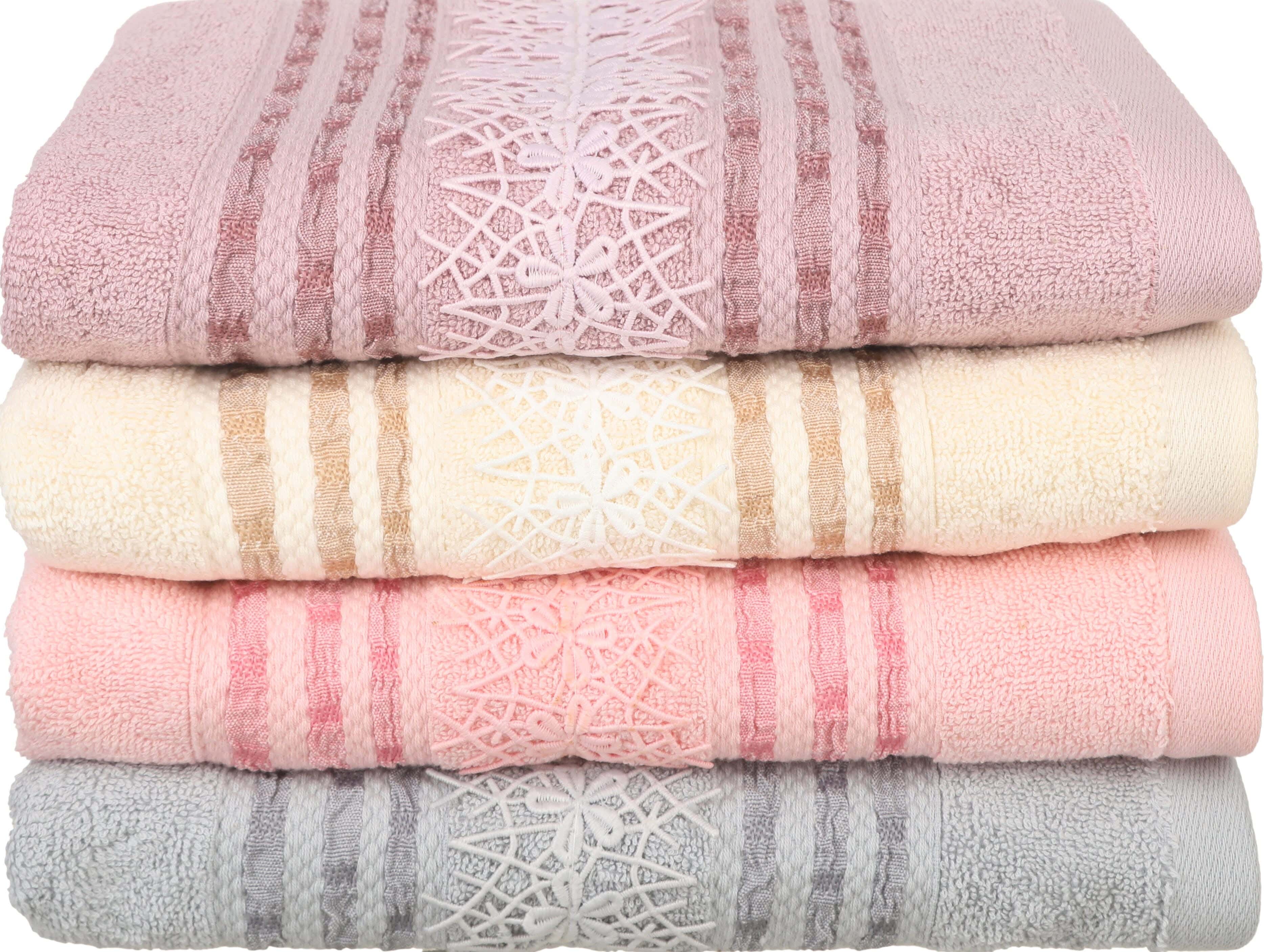 Banotex Jacquard Cotton Towel Set, 4 Pieces, 55×110 cm, 300 grm Approx - Multicolor
