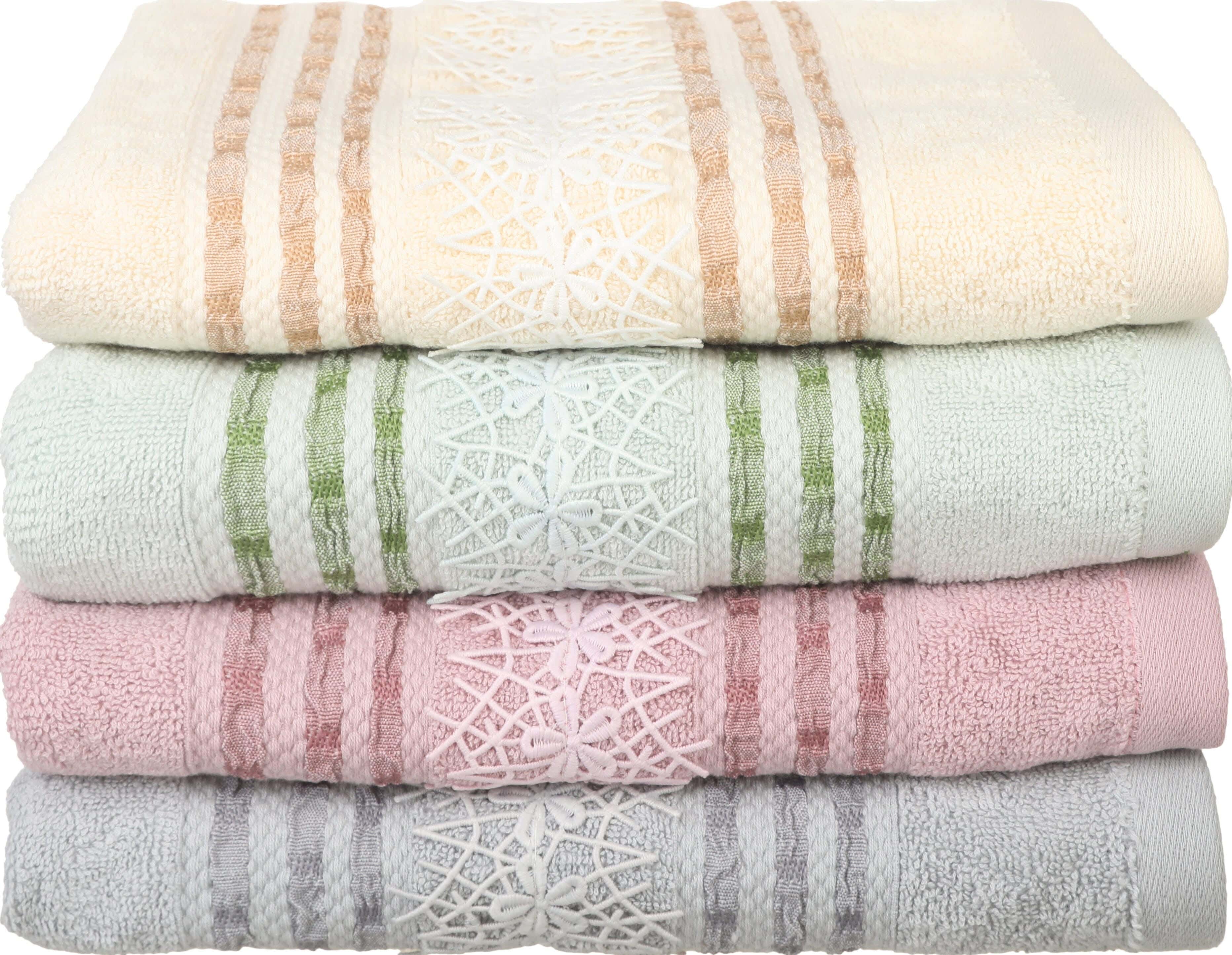 Banotex Jacquard Cotton Towel Set, 4 Pieces, 55×110 cm, 300 grm Approx - Multicolor