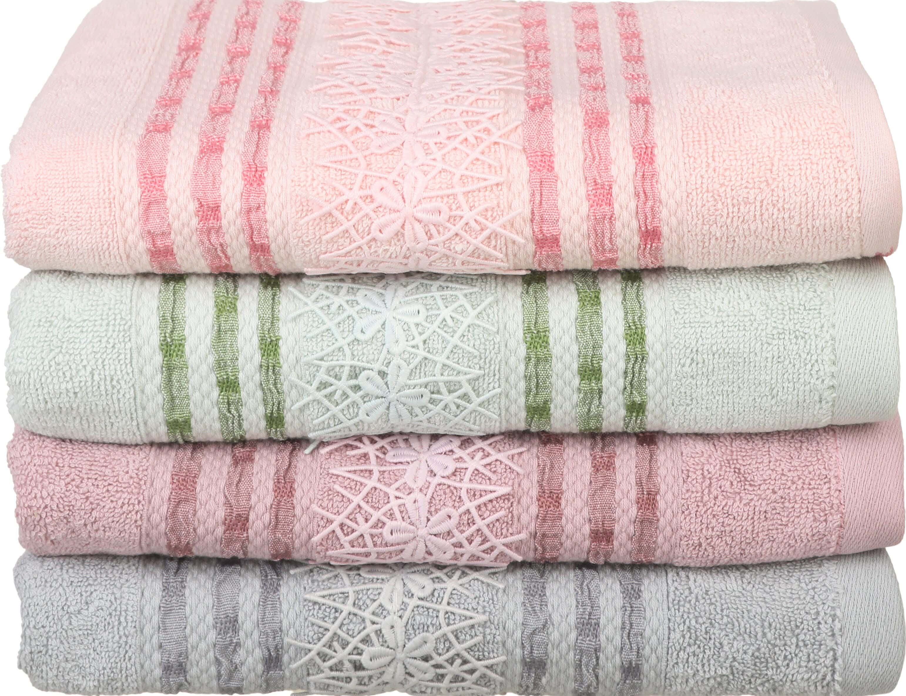 Banotex Jacquard Cotton Towel Set, 4 Pieces, 55×110 cm, 300 grm Approx - Multicolor
