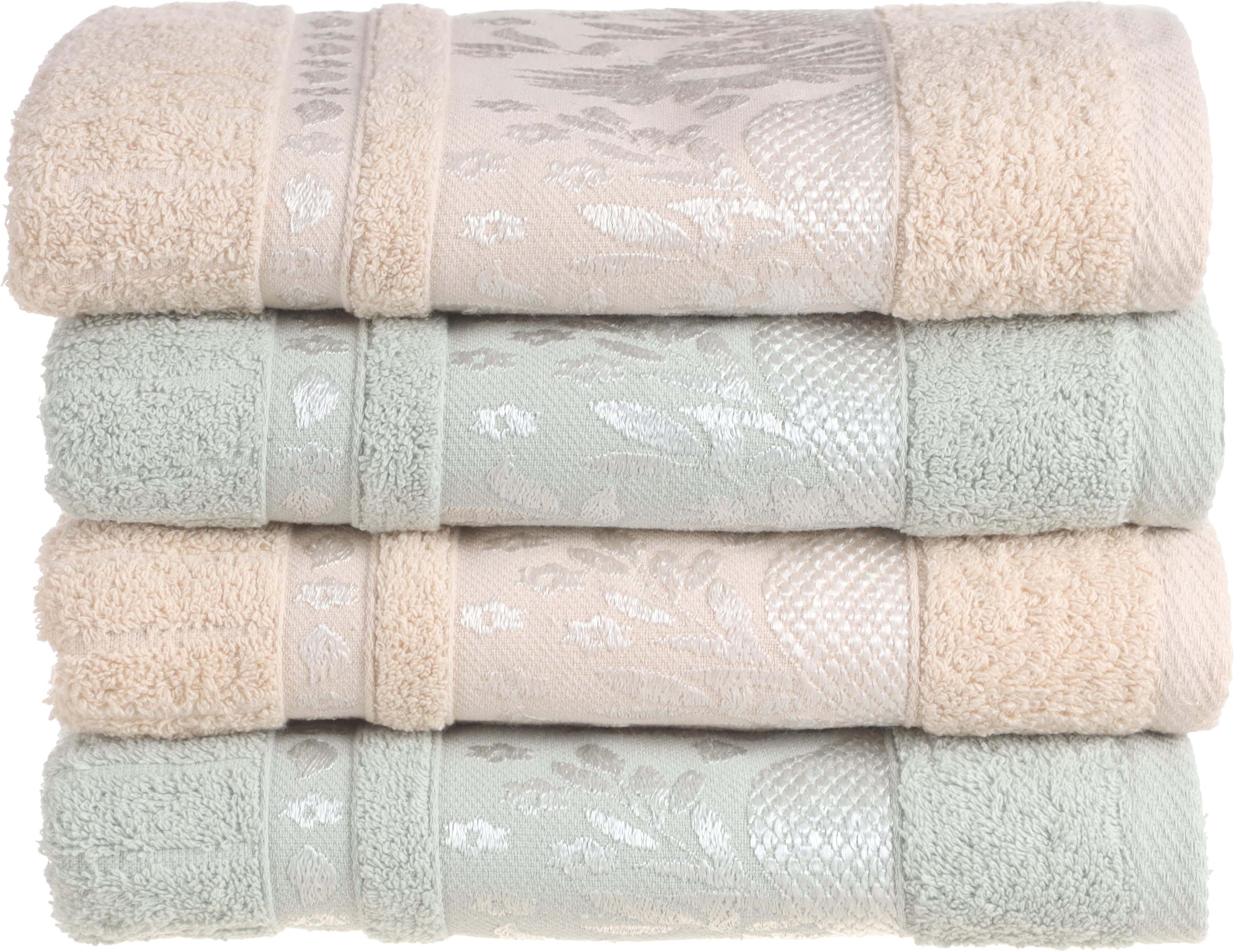 Roma Home Jacquard Cotton Towel Set, 4 Pieces, 50×100 cm, Approximately 280 grm - Multicolor
