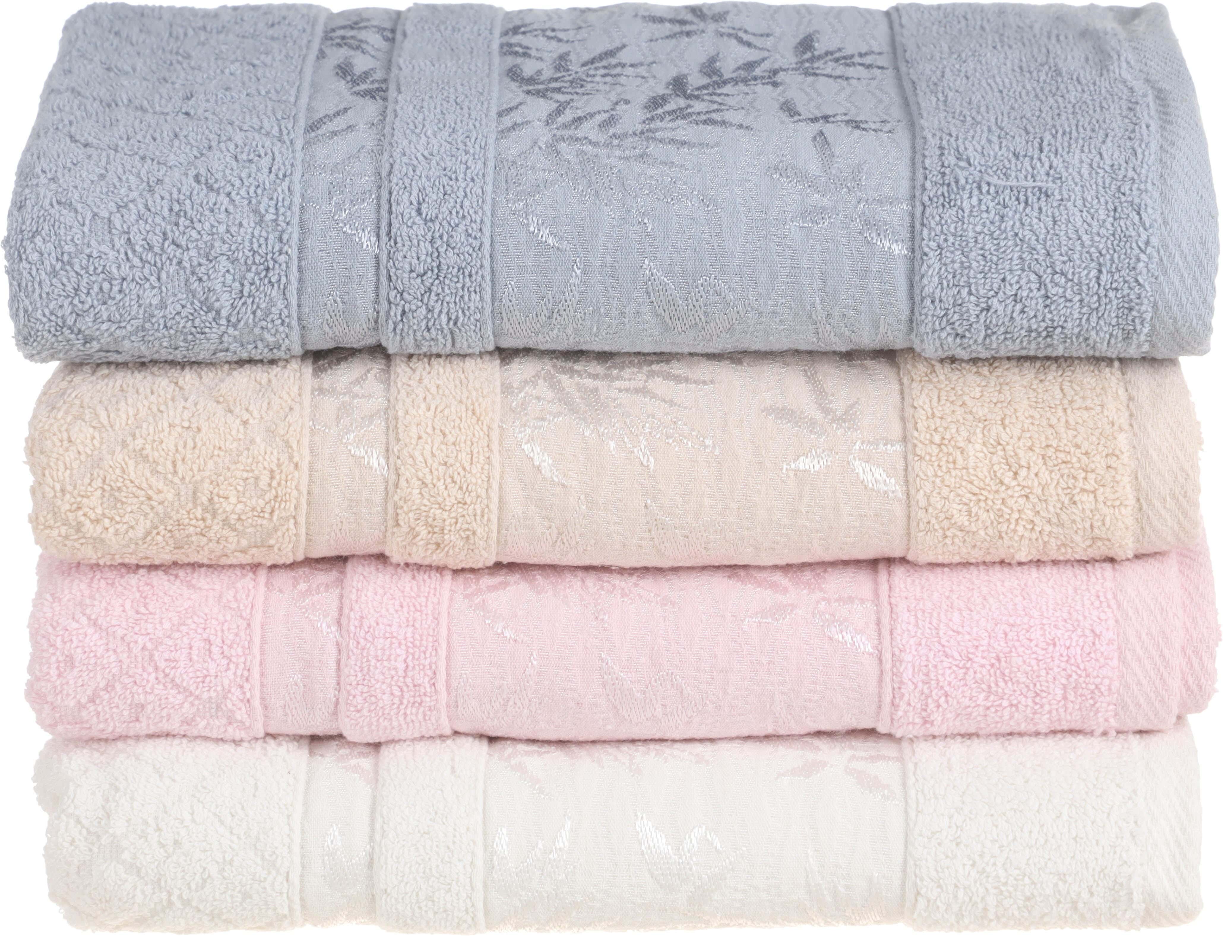 Roma Jacquard Cotton Towel Set, 4 pieces, 60×120 cm, approximately 350 grm - Multicolor