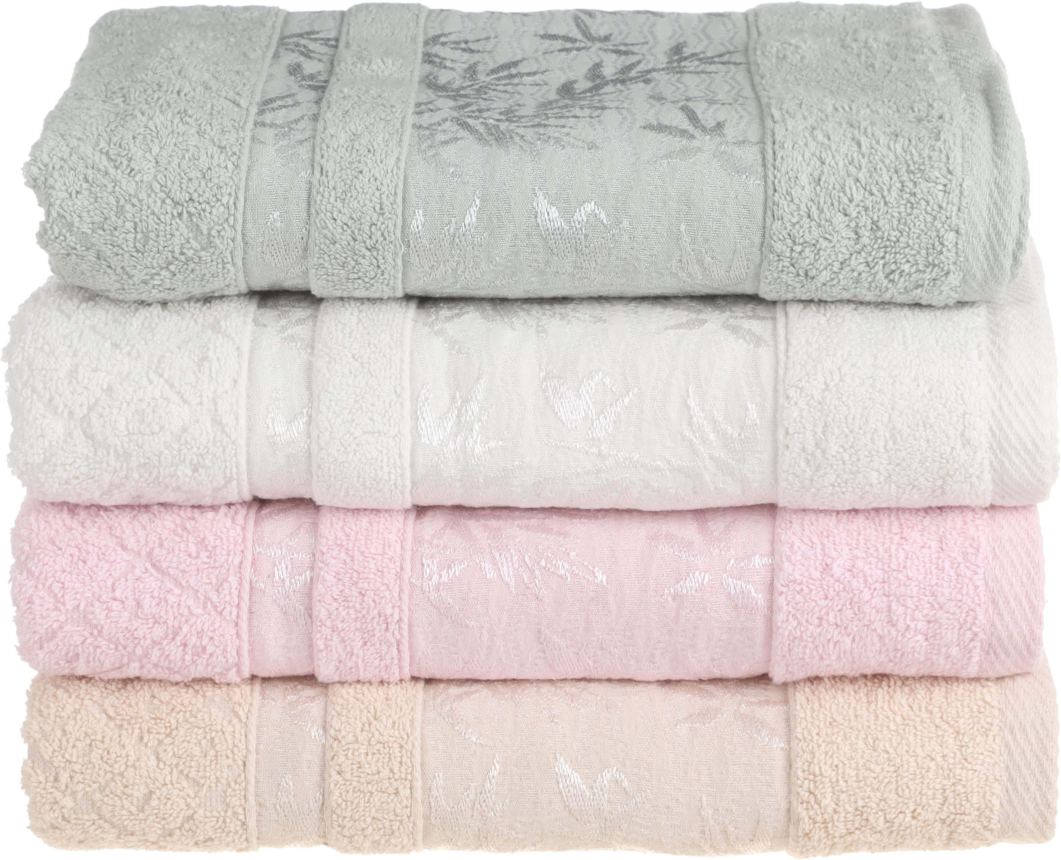 Roma Jacquard Cotton Towel Set, 4 pieces, 60×120 cm, approximately 350 grm - Multicolor