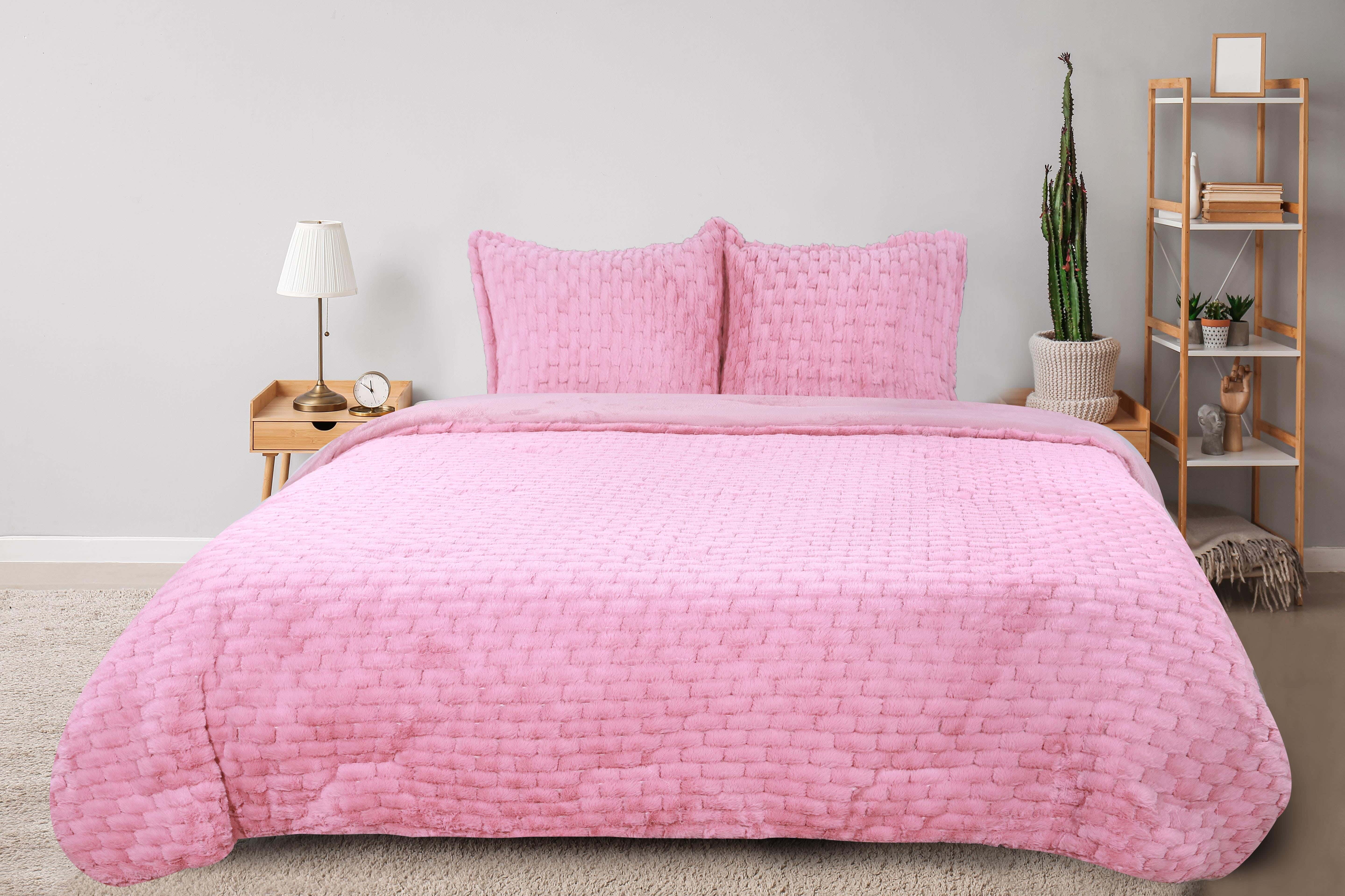 Raha Fur Quilt Set, 3 Pieces, 220x240 cm, 5400 gm - Cashmere