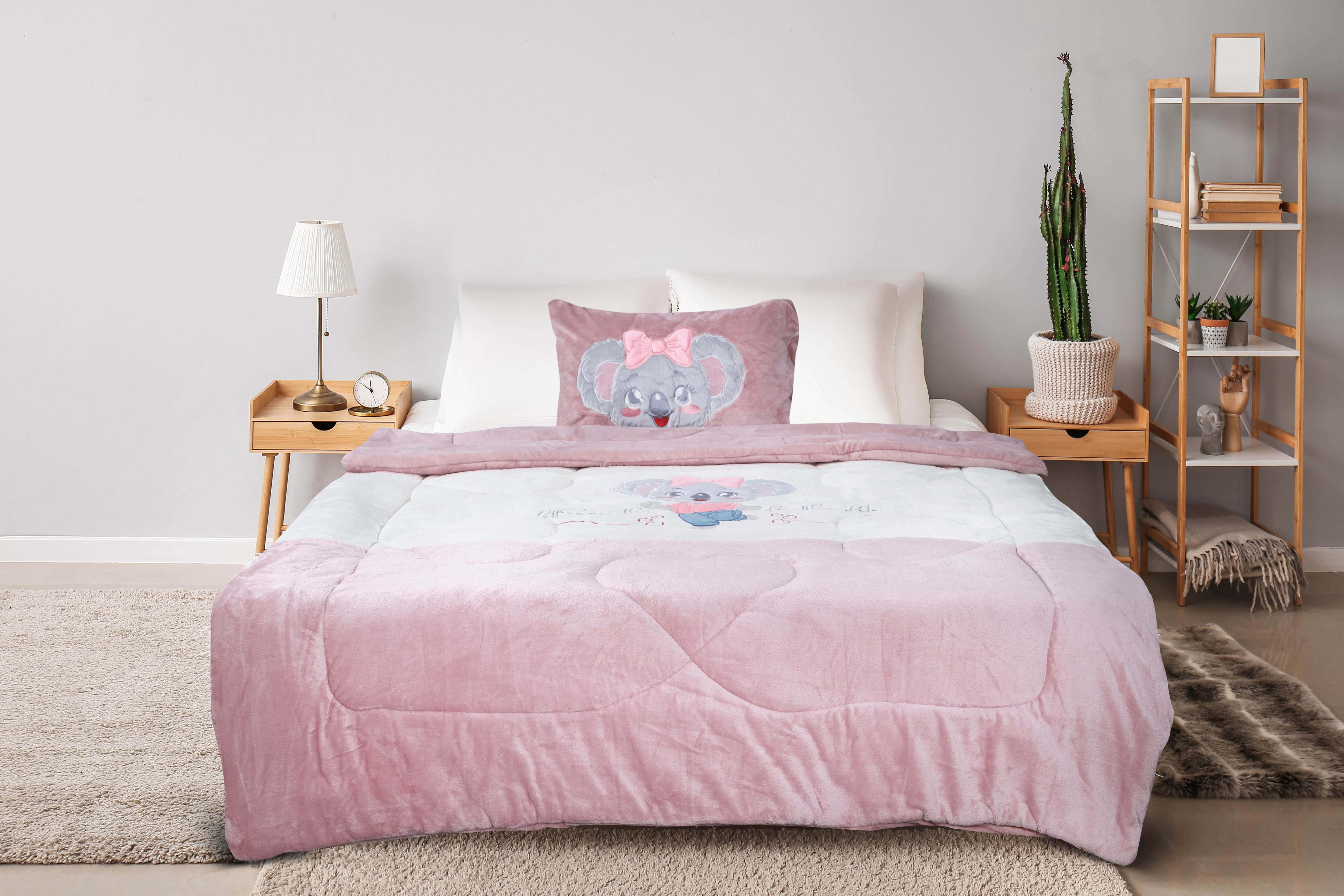 Lili Velvet Children Quilt Set, 4 Pieces, 200x240 cm, 7250 gm - Rose