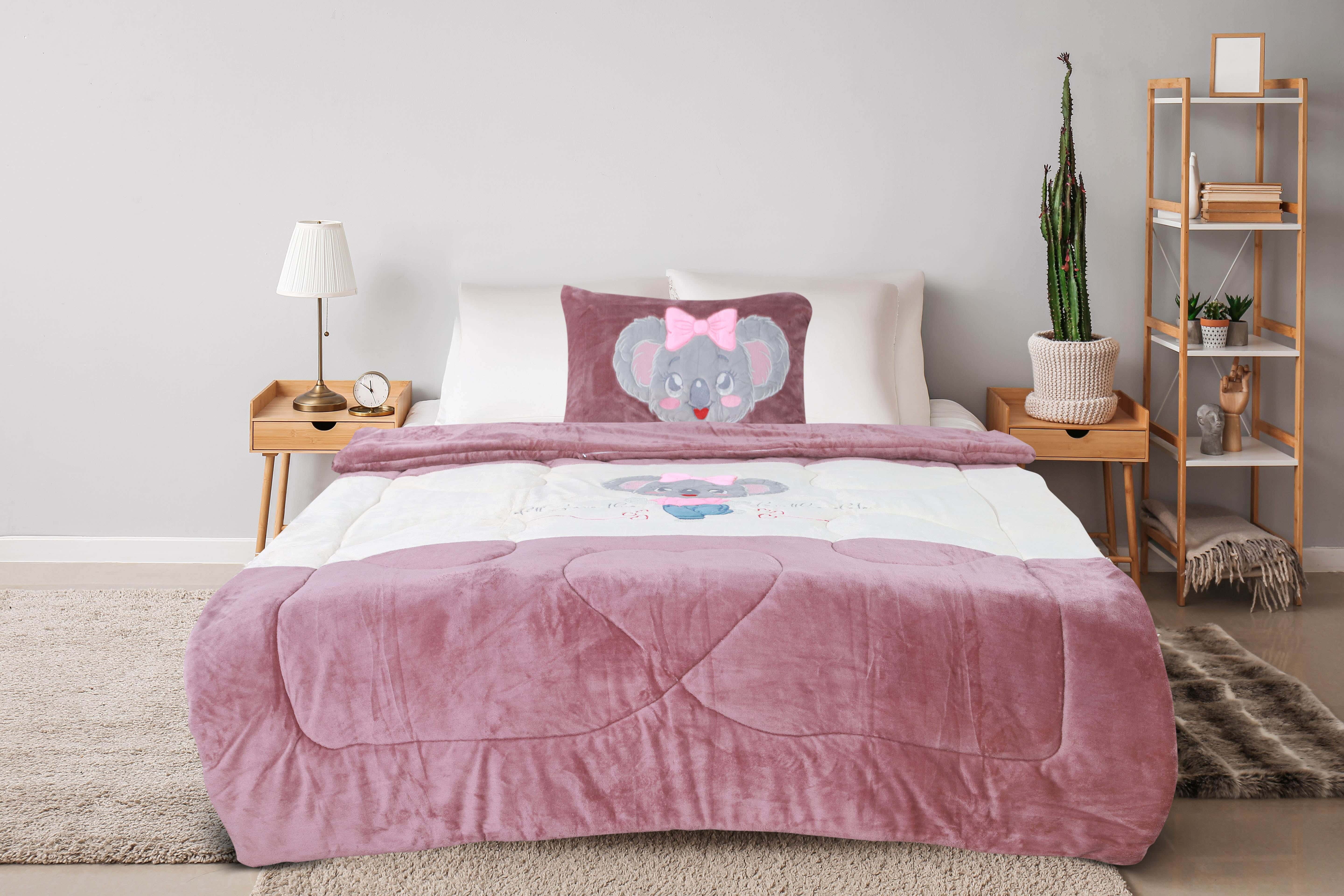 Lili Velvet Children Quilt Set, 4 Pieces, 200x240 cm, 7250 gm - Mauve