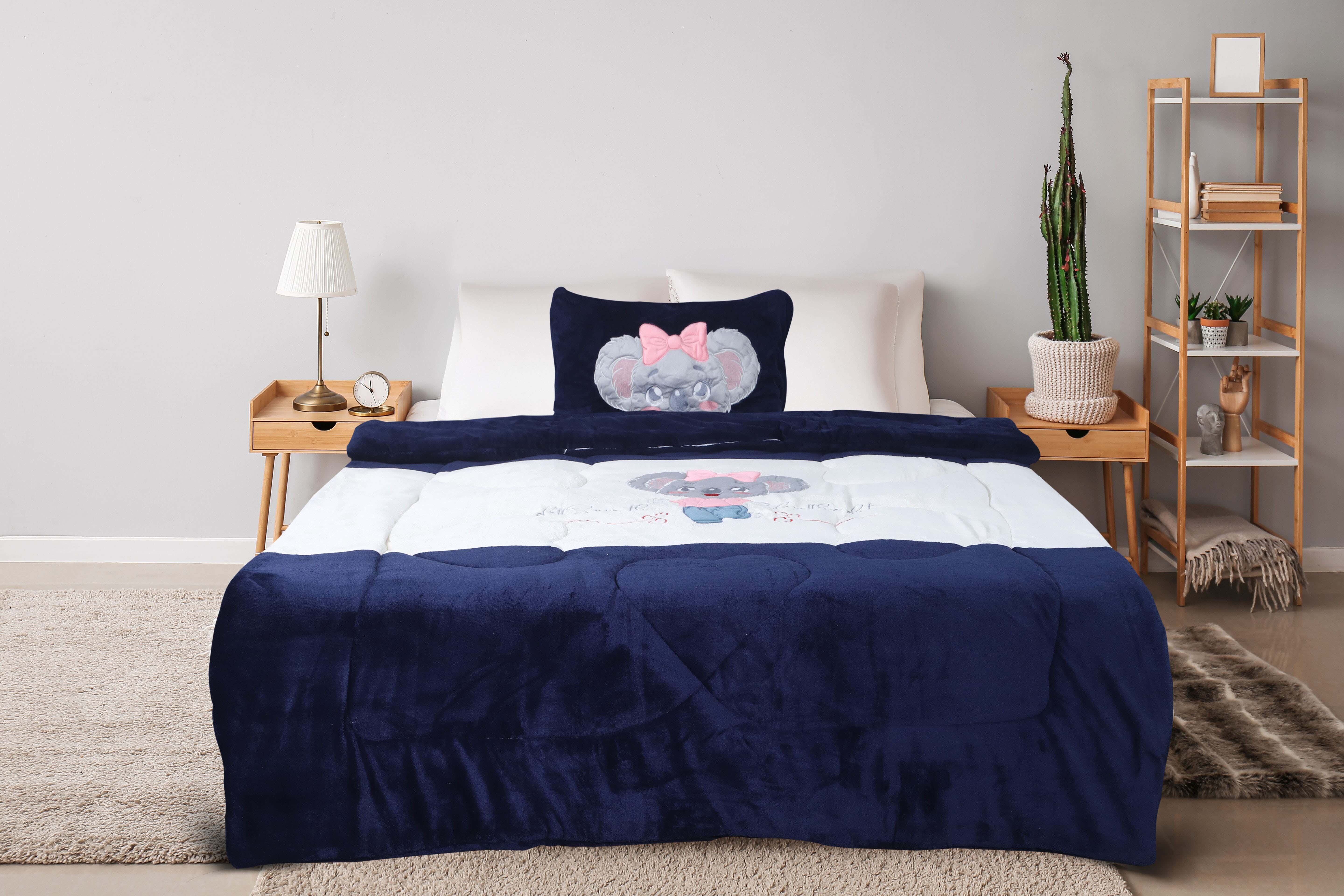 Lili Velvet Children Quilt Set, 4 Pieces, 200x240 cm, 7250 gm - Navy