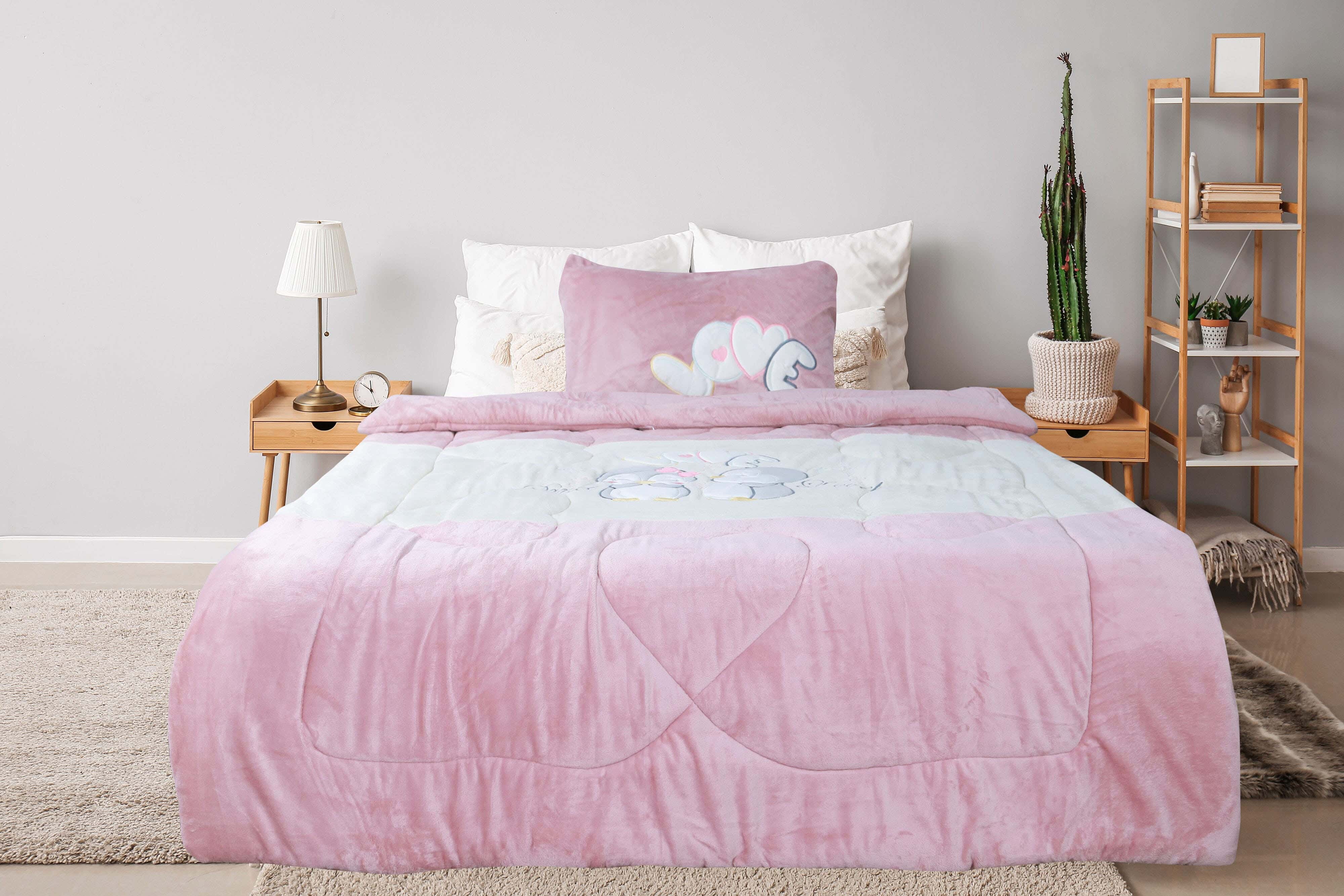 Lili Velvet Baby Quilt Set, 4 Pieces, 200x240 cm, 7250 gm - Rose