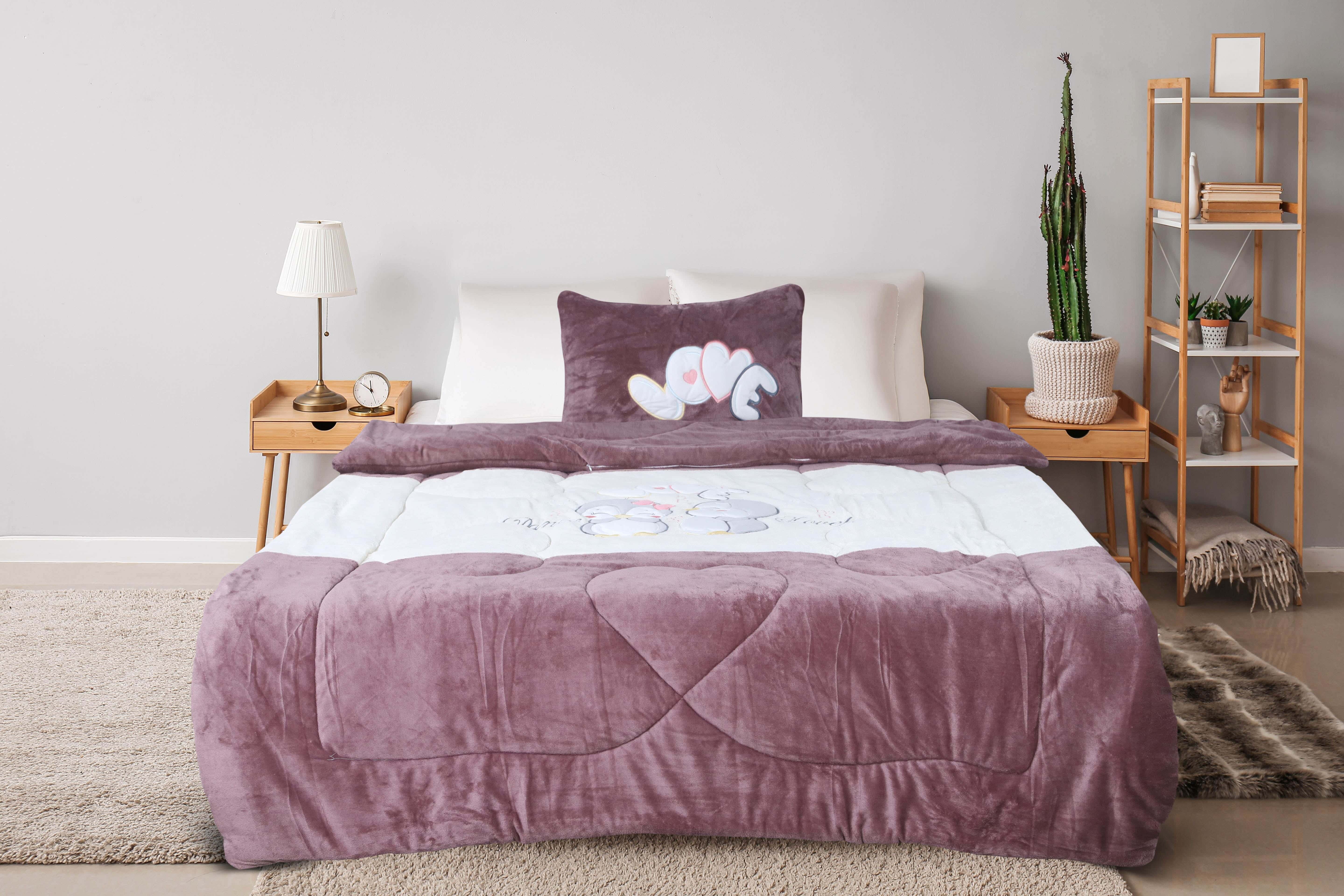 Lili Velvet Children Quilt Set, 4 Pieces, 200x240 cm, 7250 gm - Mauve