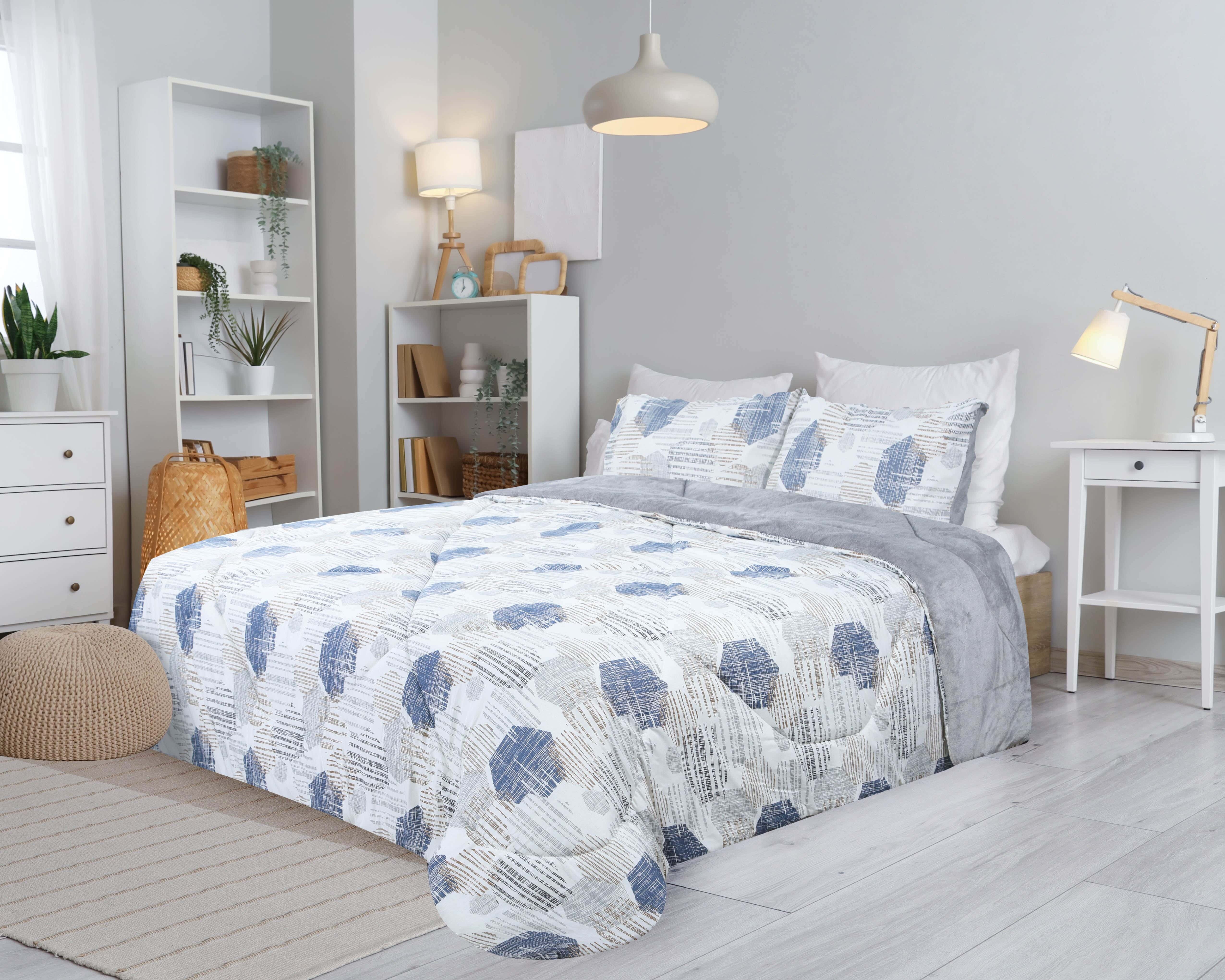 Lili Cotton Quilt Set with Velvet Back, 3 Pieces, 240×250 cm, 4400 gm - Multicolor