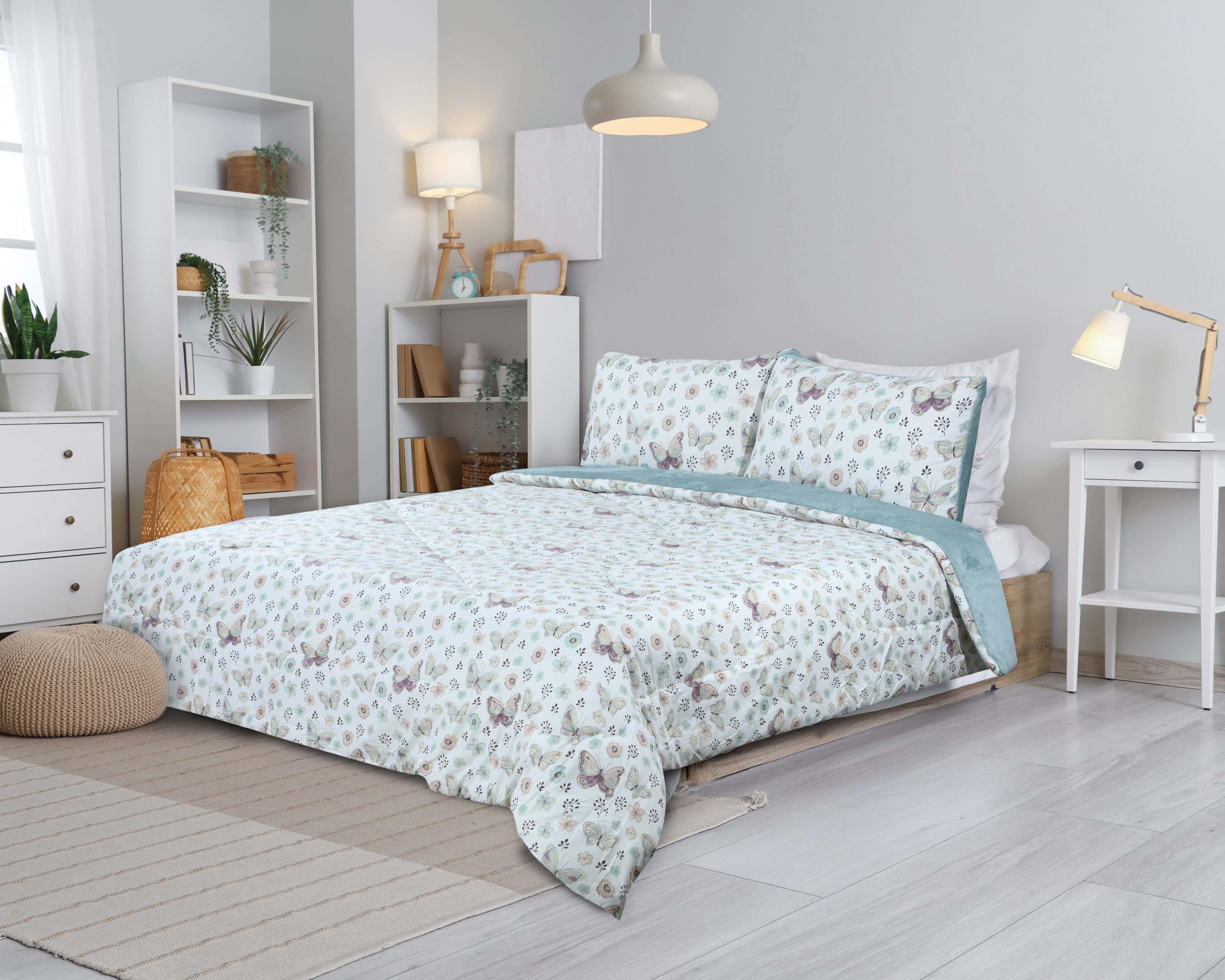 Lili Cotton Quilt Set with Velvet Back, 3 Pieces, 240×250 cm, 4400 gm - Multicolor