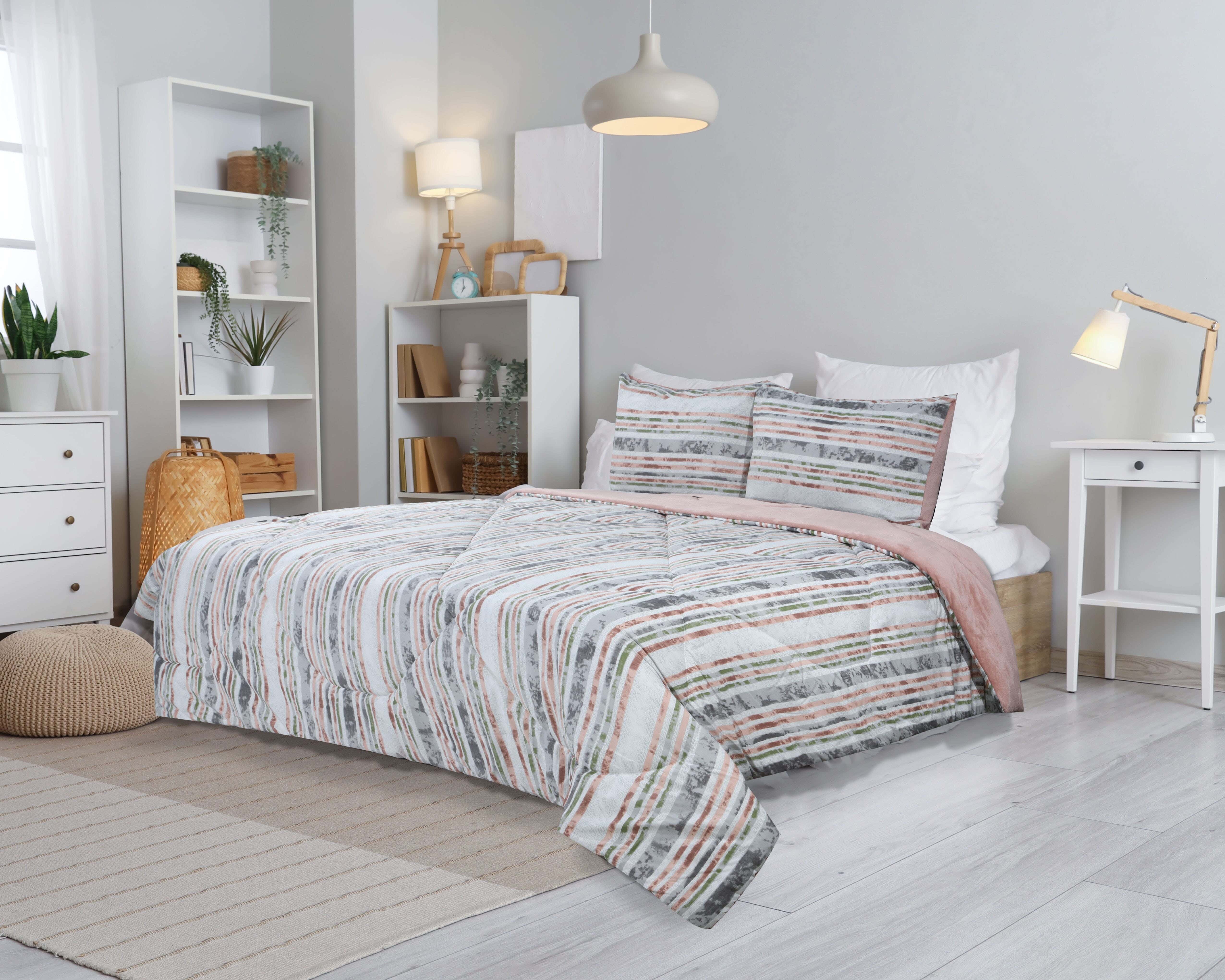 Lili Cotton Quilt Set with Velvet Back, 3 Pieces, 240×250 cm, 4400 gm - Multicolor