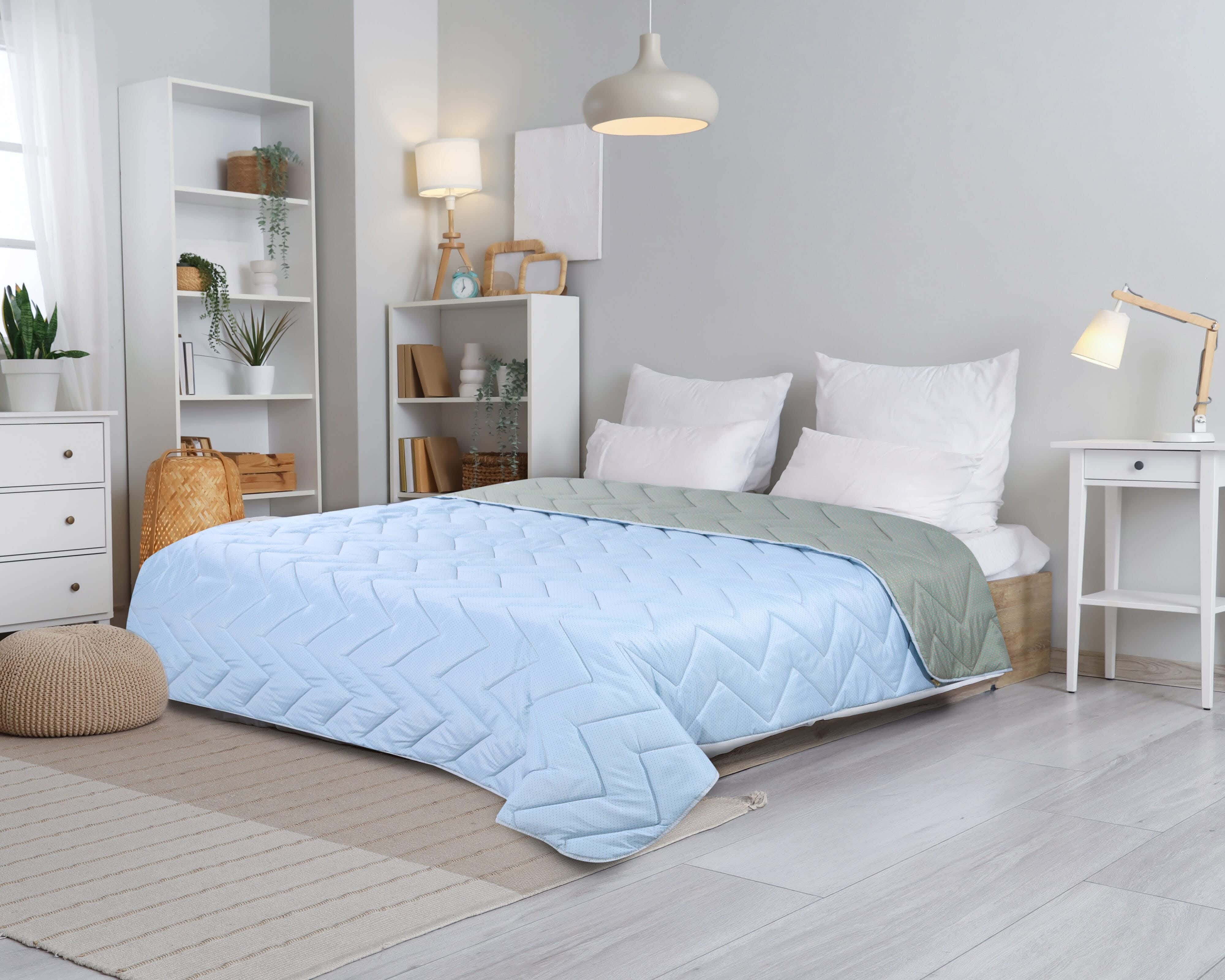 Napoli Microfiber Quilt, 230x250 cm, 2450 gm - Light Blue Olive