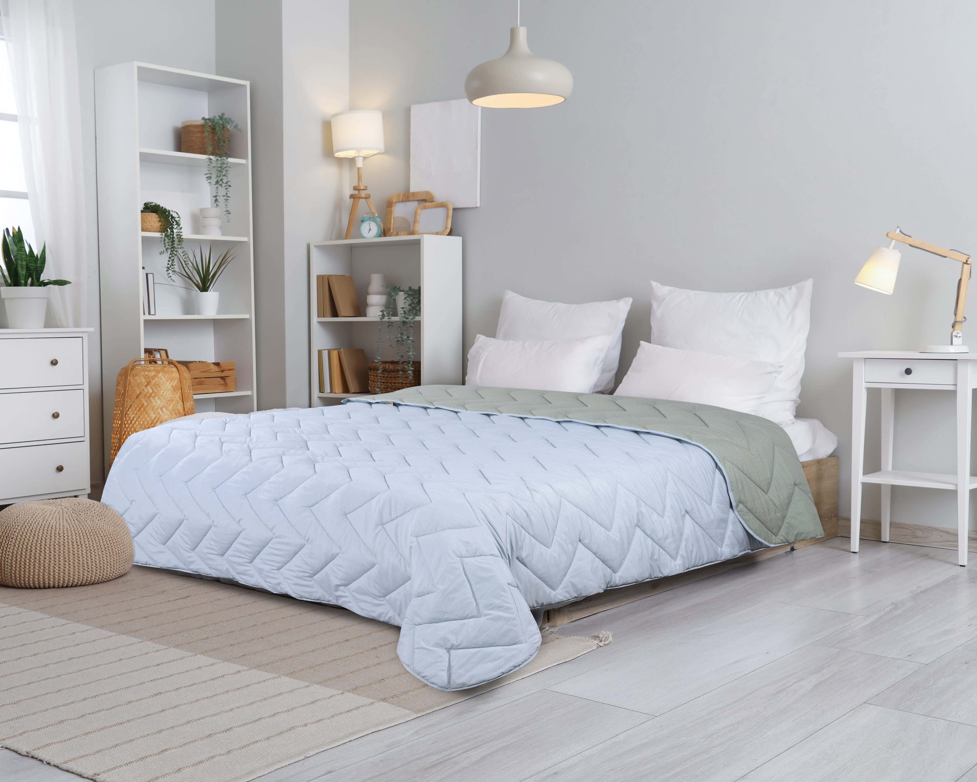 Napoli Microfiber Quilt, 230x250 cm, 2450 gm - Light Blue Olive