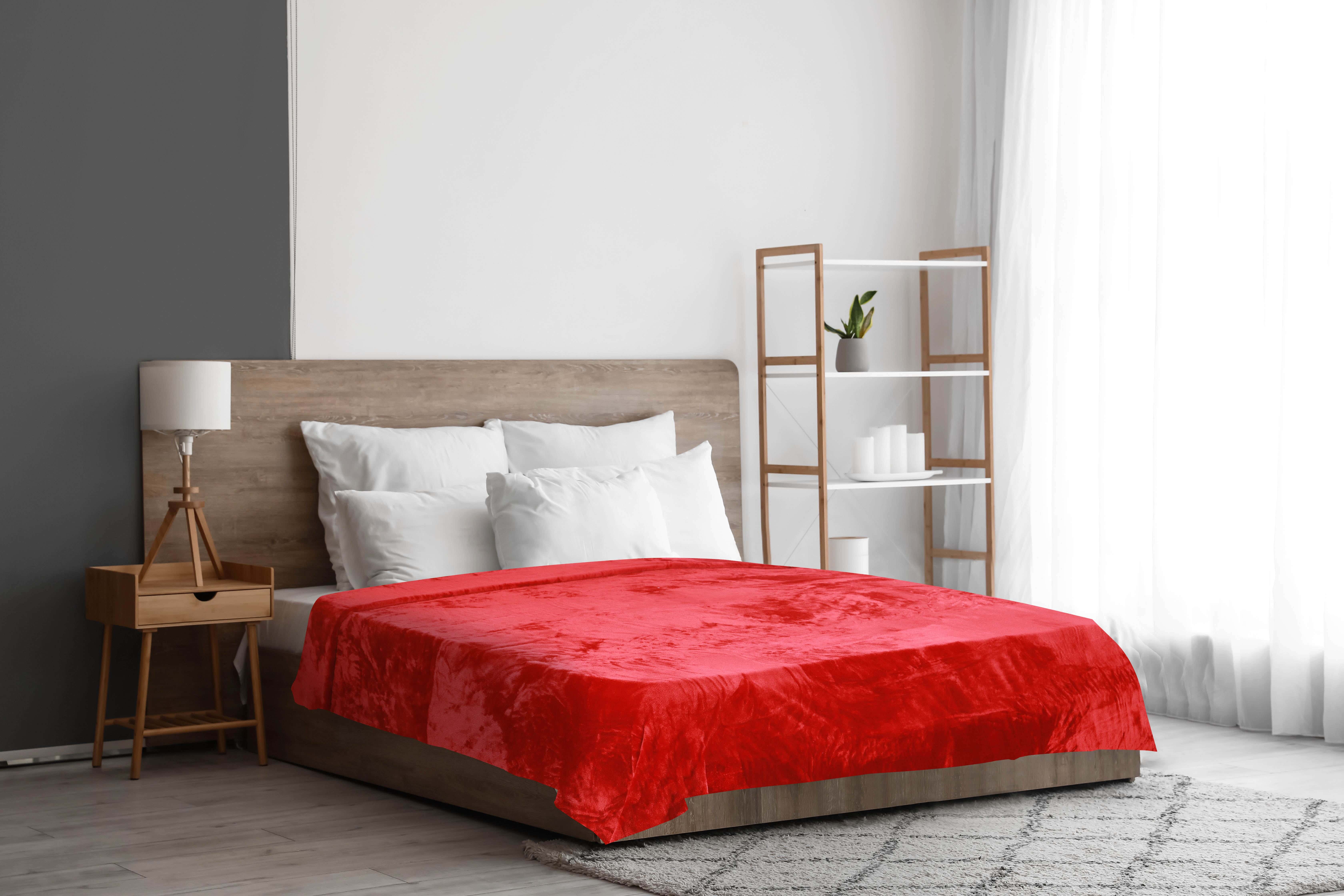 Roma Flannel Bed Heater, 220x240 cm, 1050 gm - Dark Red
