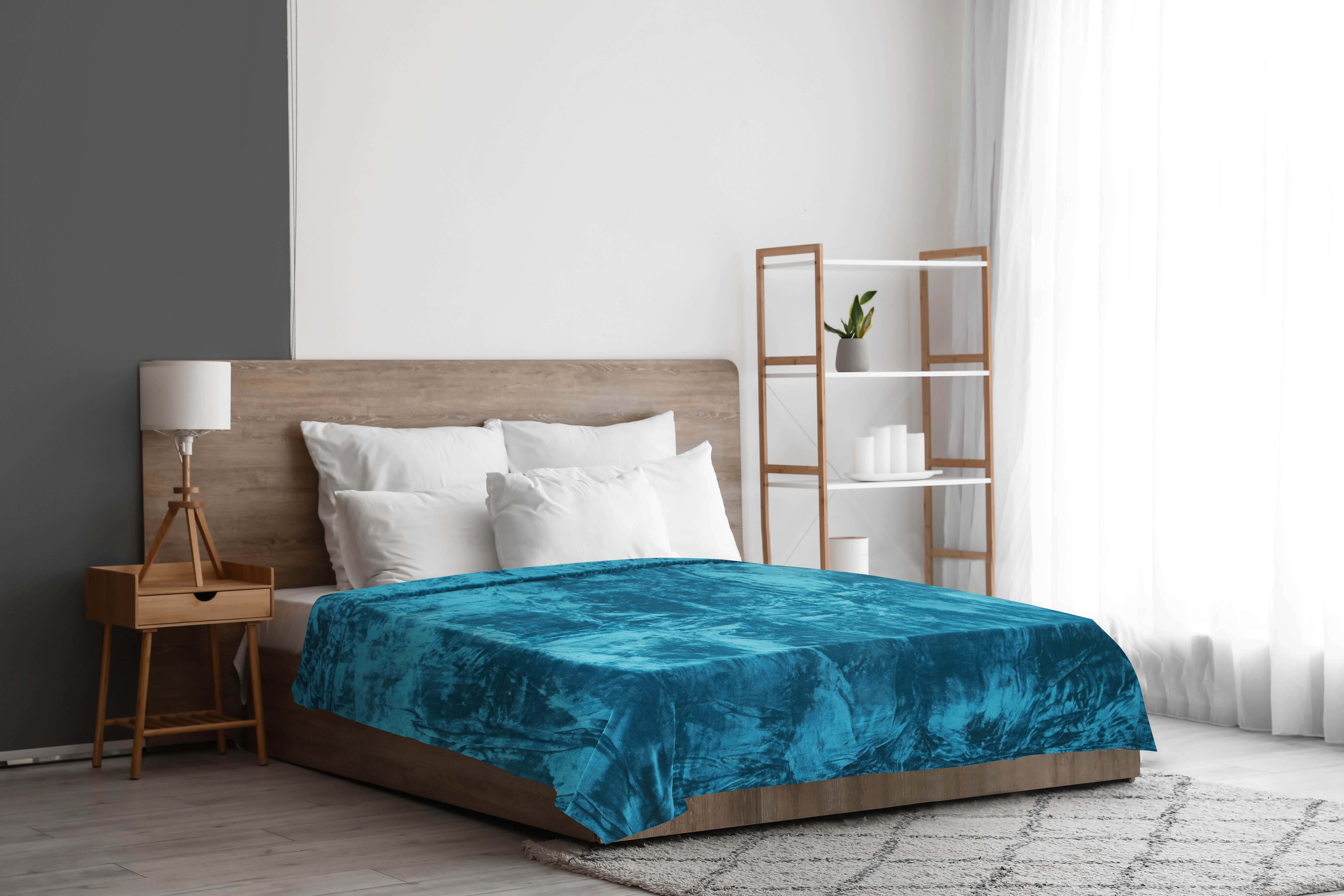 Roma Flannel Bed Heater, 220x240 cm, 1050 gm - Petrol