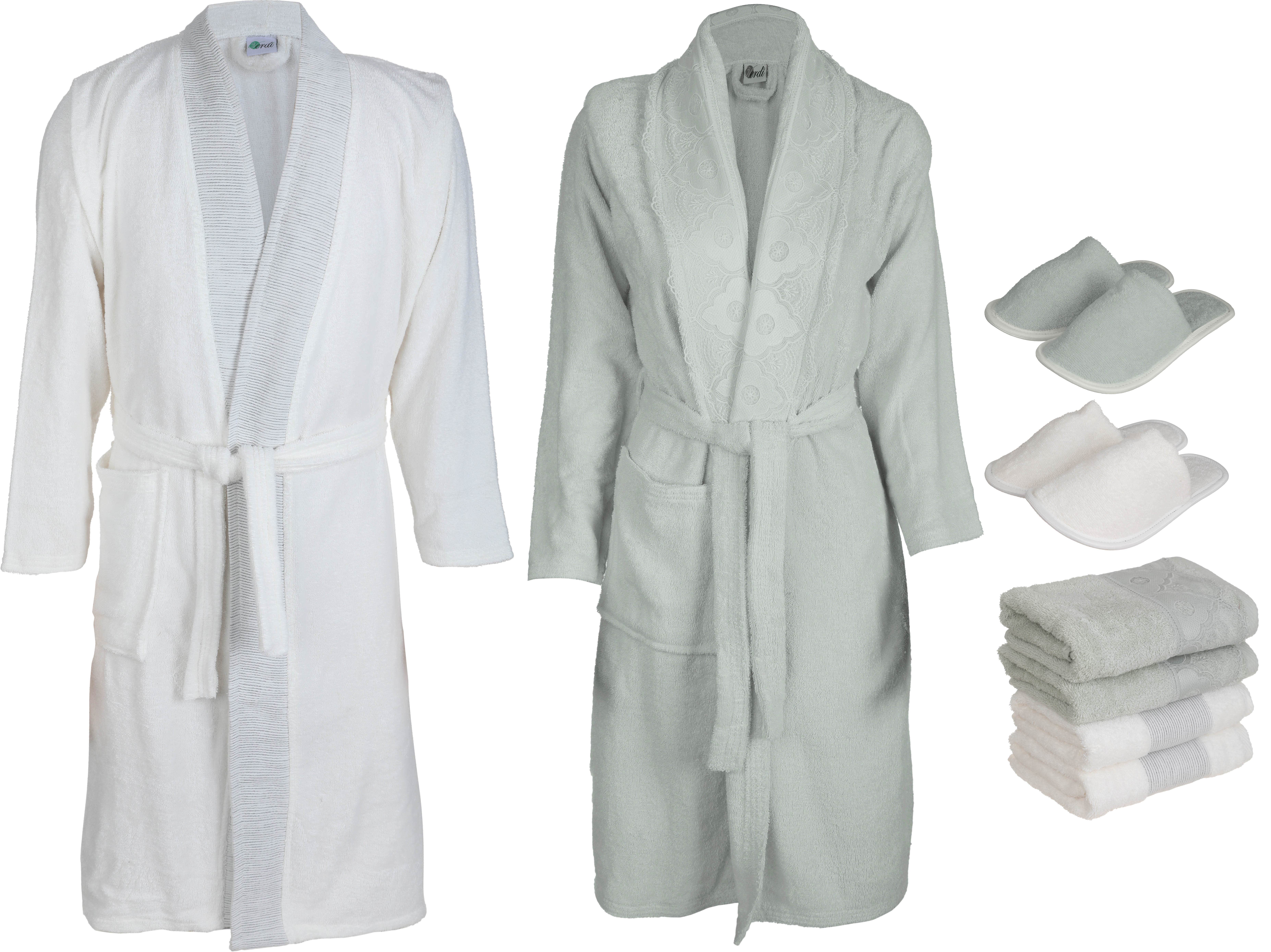 Verdi Cotton Bathrobe Set, 12 Pieces, 4400 gm - White Olive