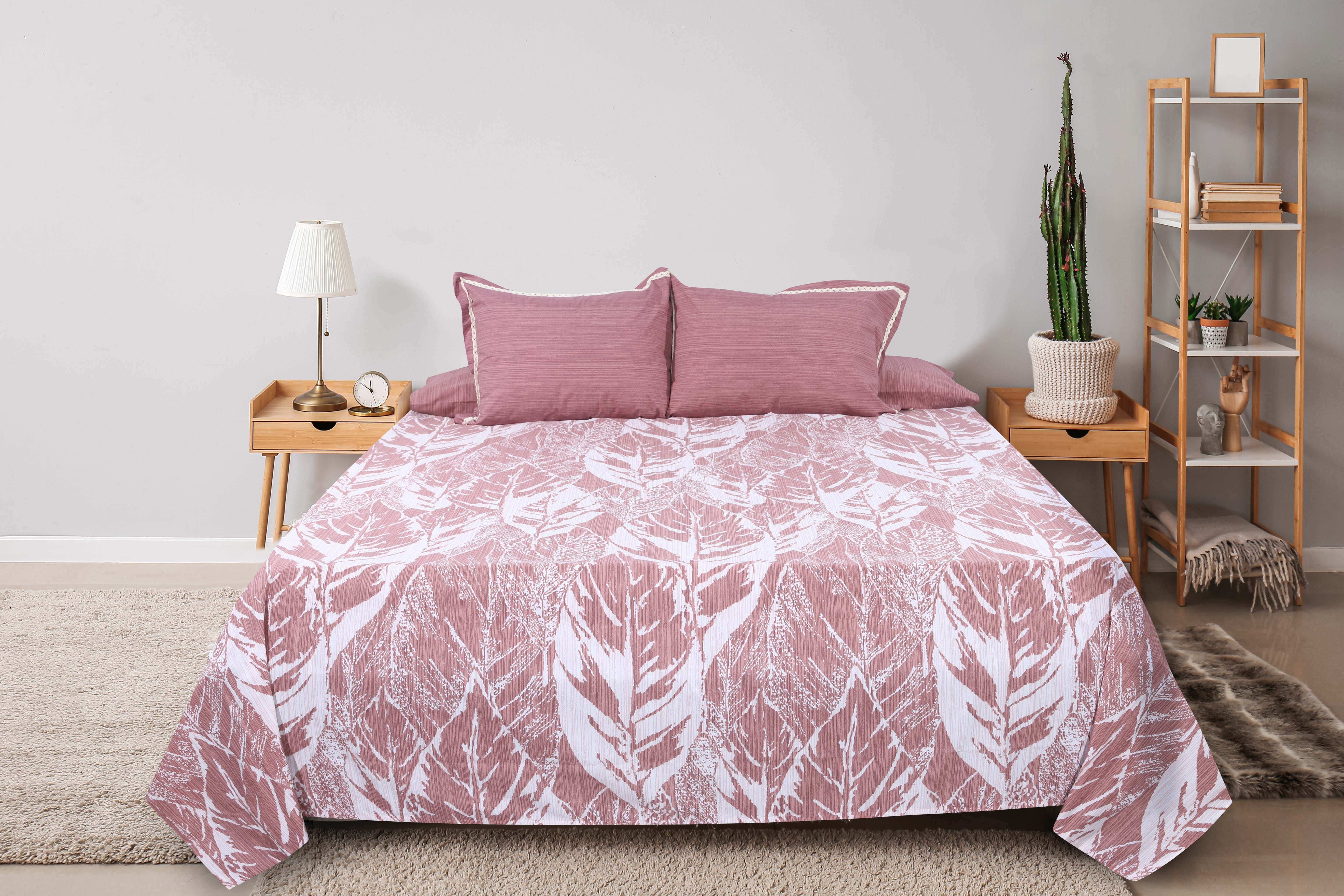 Keeva Cotton Jacquard Bed Sheet Set, 4 Pieces, 240x260 cm, 1900 gm - Cashmere