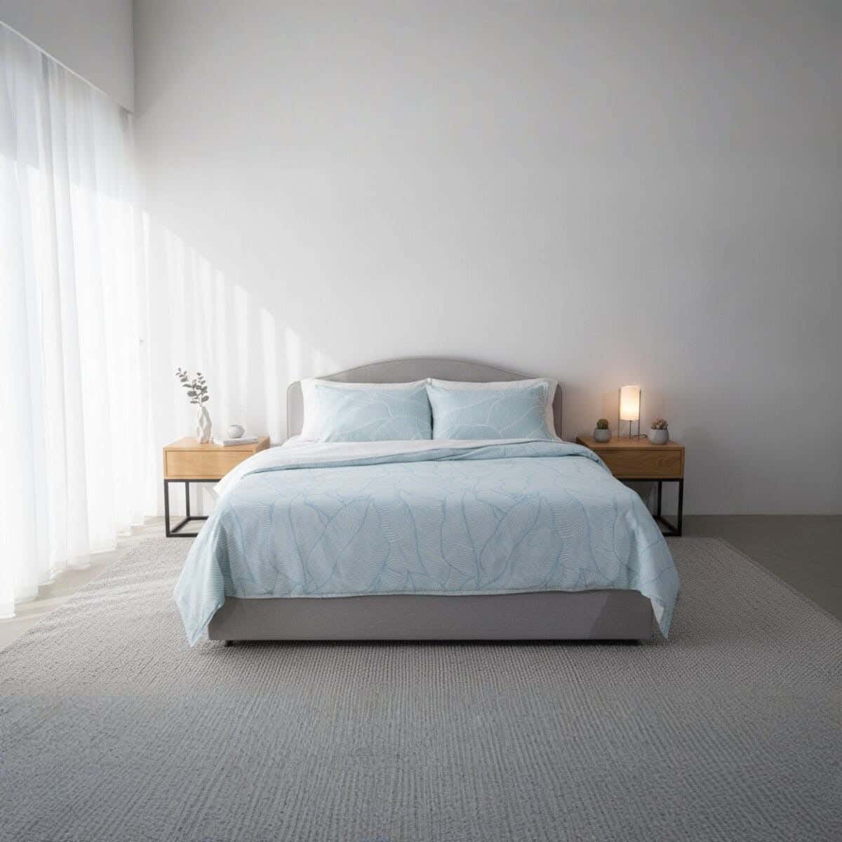 Keeva Cotton Jacquard Bed Sheet Set, 4 Pieces, 240x260 cm, 1900 gm - Turquoise