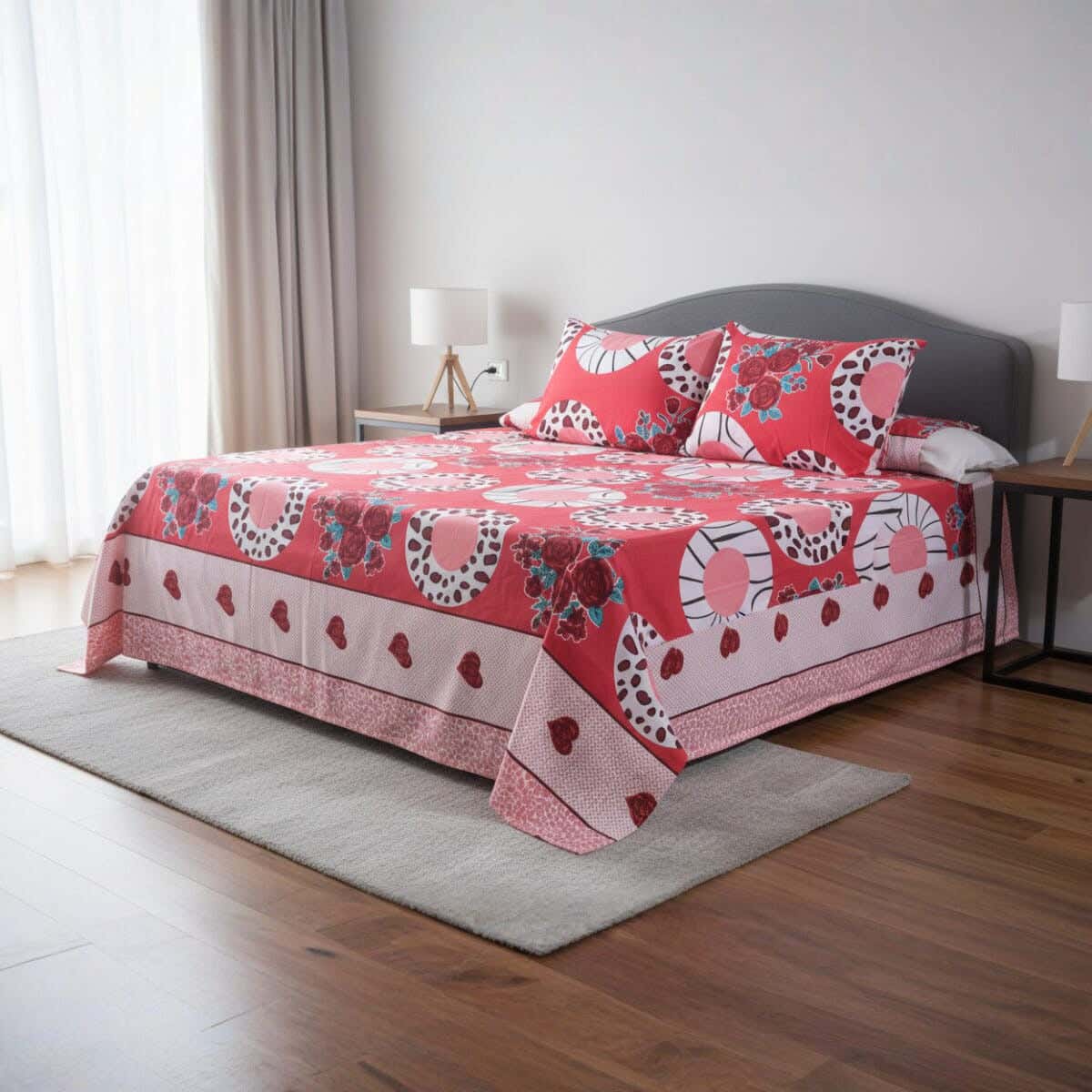 Al Marwa Bed Sheet Set, 4 Pieces, 215x235 cm, 750 gm - Multicolor