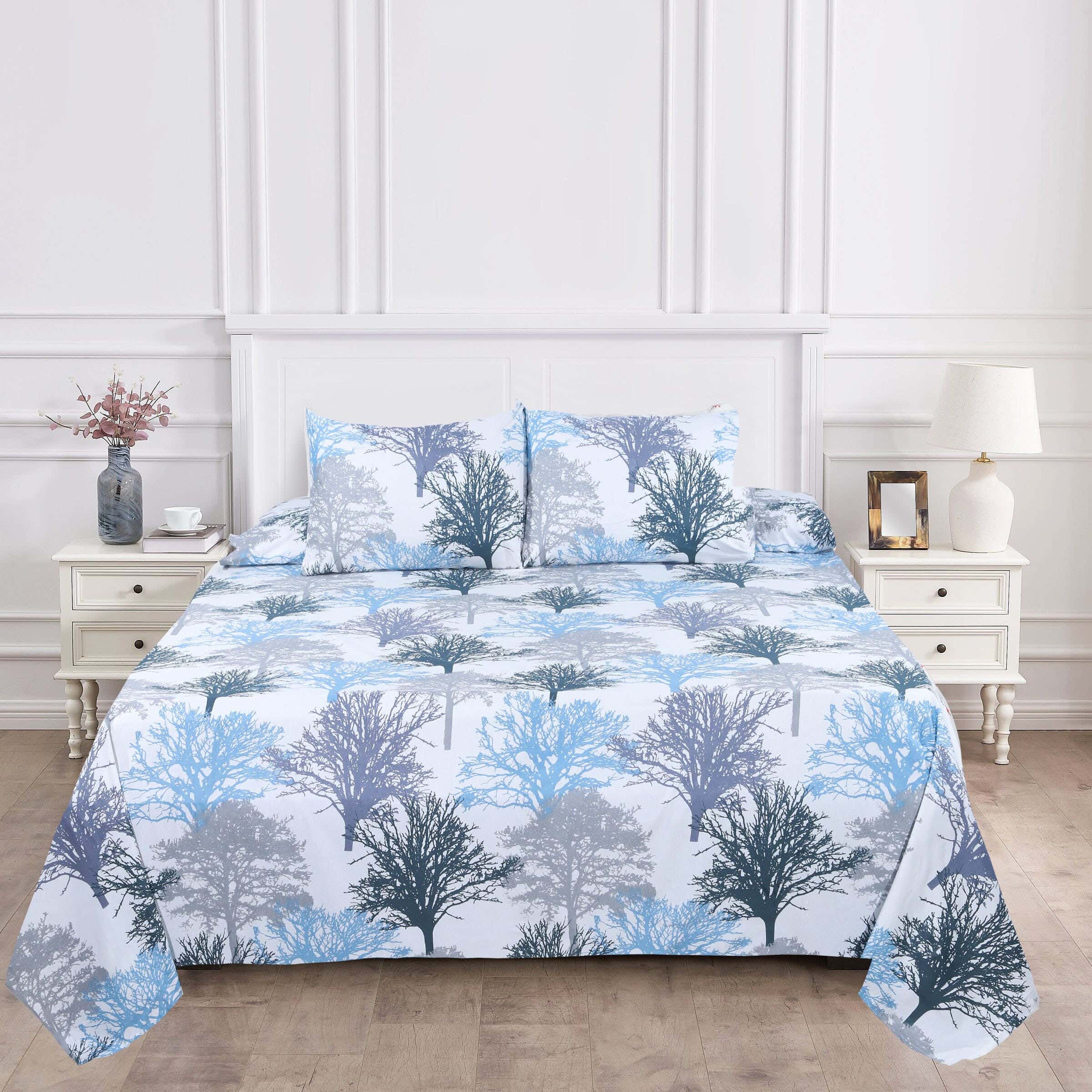 Pupilla Cotton Bedding Sheet Set, 4 Pieces, 240x240 cm, 1300 gm - Multicolor