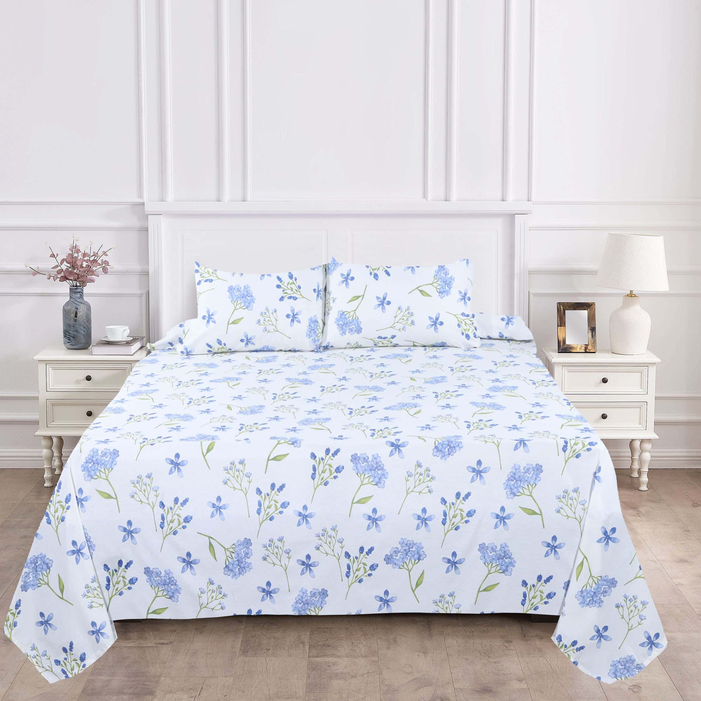 Pupilla Cotton Bedding Sheet Set, 4 Pieces, 240x240 cm, 1300 gm - Multicolor