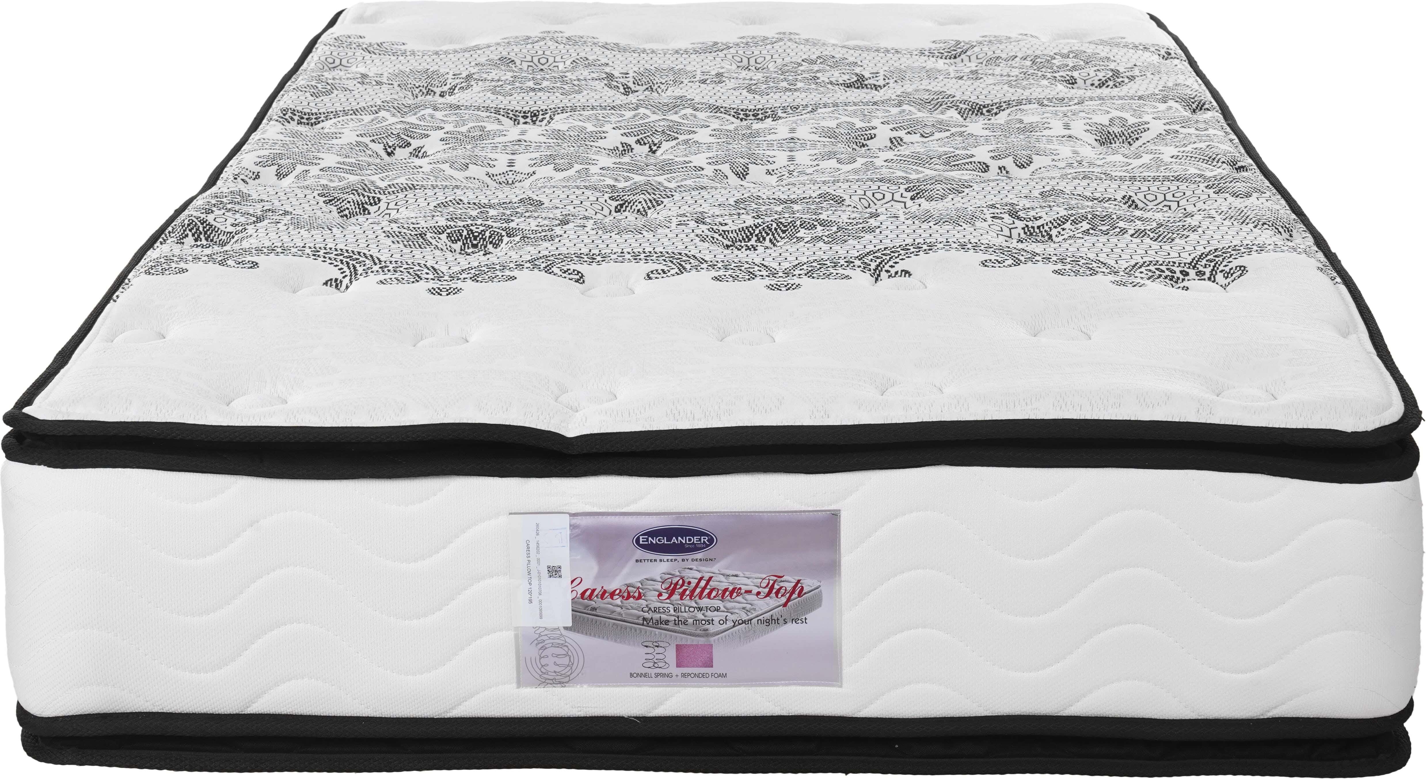 Englander Double Net Cars Pillowtop Bed Mattress, Connected Springs, 120×195 cm, 29 cm Height - White Black