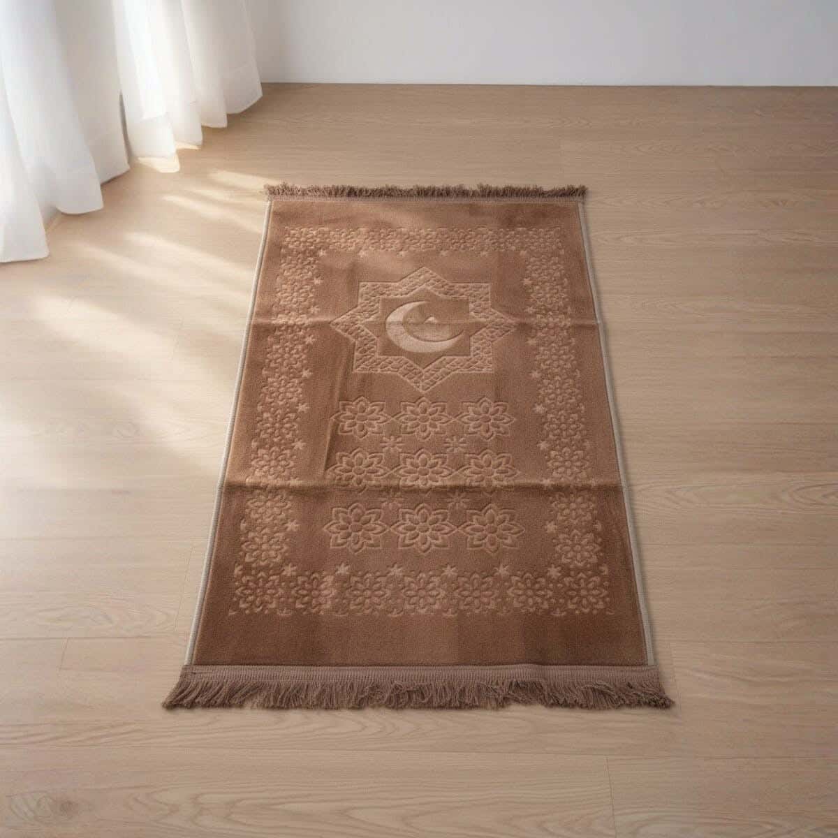 Velvet Prayer Rug, Dots Back, 120×70 cm, approximately 650 grm - Brown