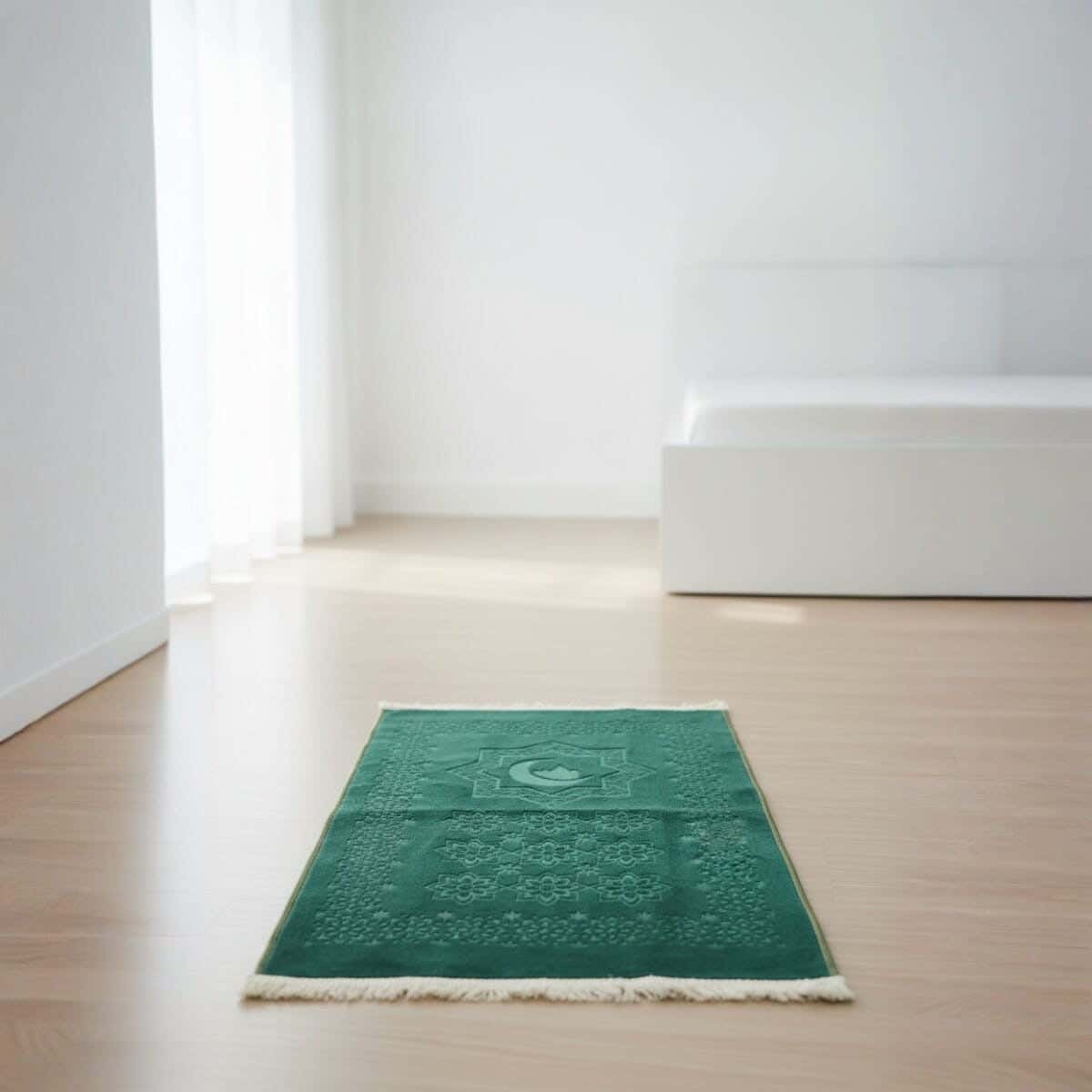 Velvet Prayer Rug, Dots Back, 120×70 cm, approximately 650 grm - Dark Green