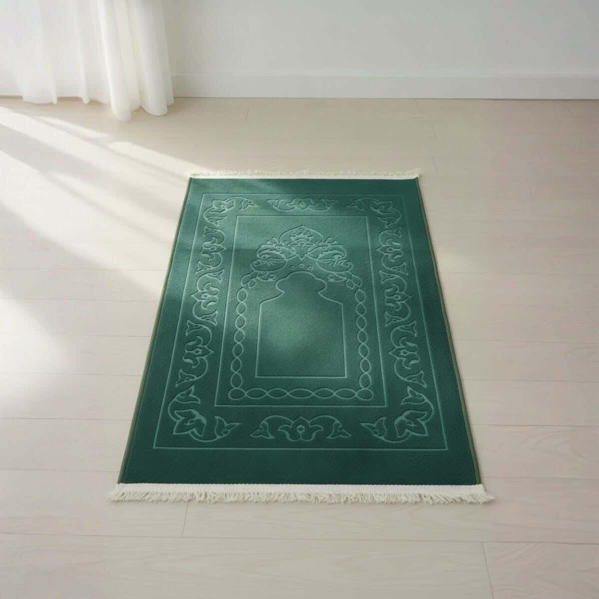Velvet Prayer Rug, Dots Back, 120×70 cm, approximately 650 grm - Dark Green