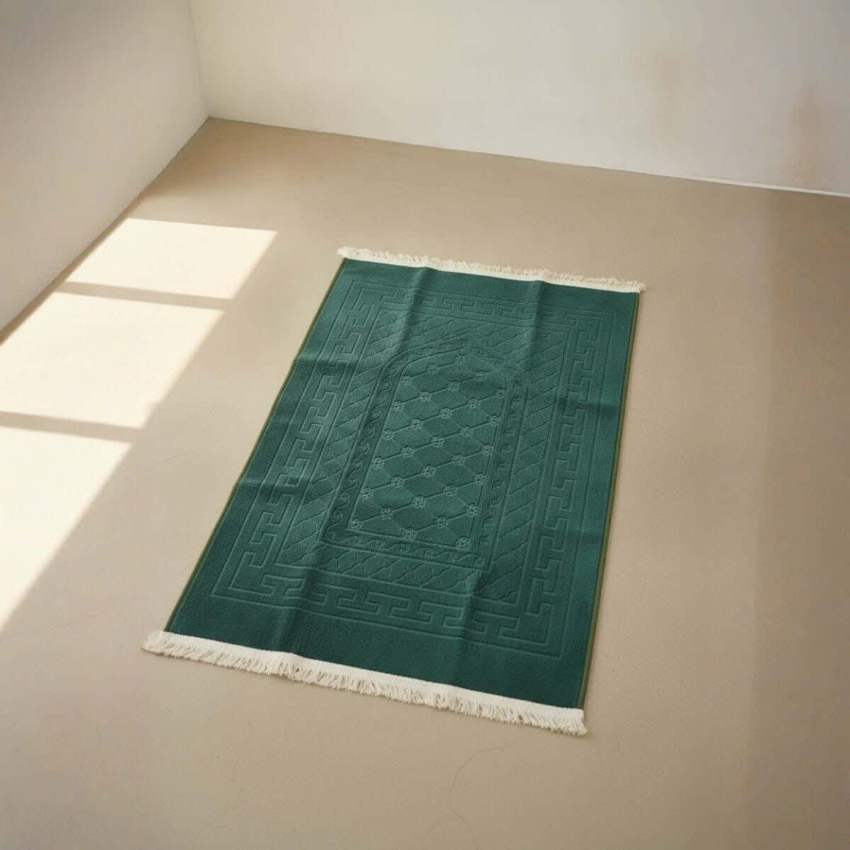 Velvet Prayer Rug, Dots Back, 120×70 cm, approximately 650 grm - Dark Green