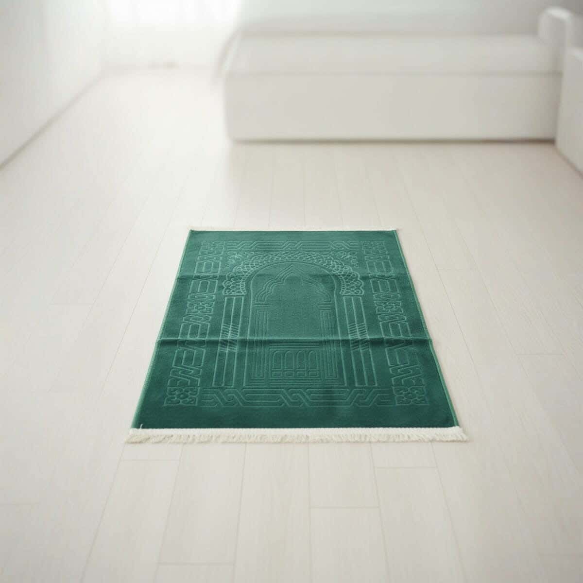 Velvet Prayer Rug, Dots Back, 120×70 cm, approximately 650 grm - Dark Green