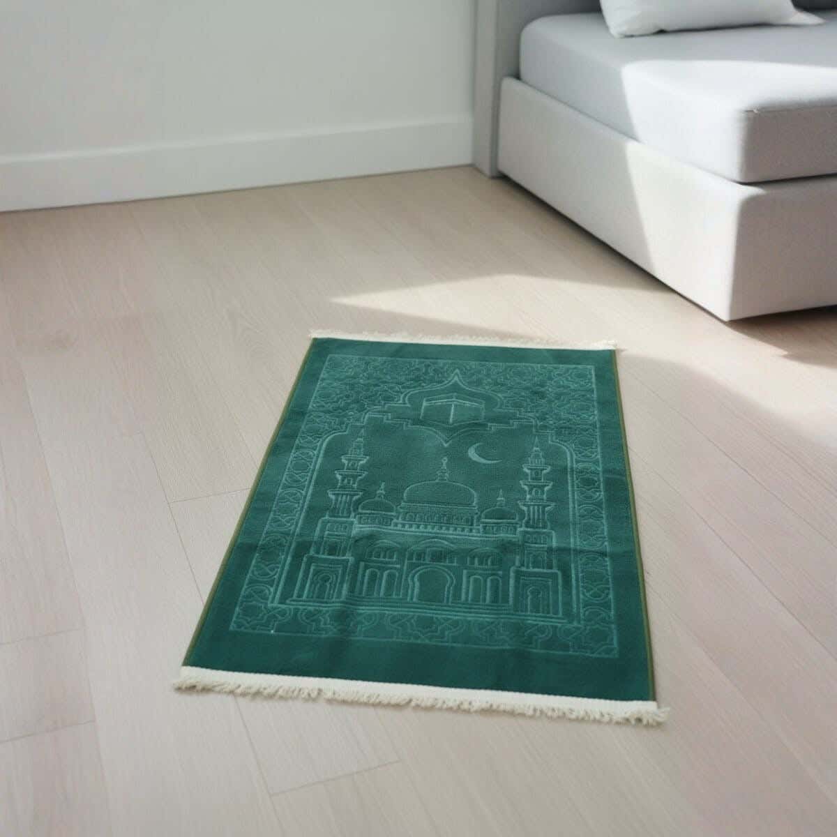 Velvet Prayer Rug, Dots Back, 120×70 cm, approximately 650 grm - Dark Green