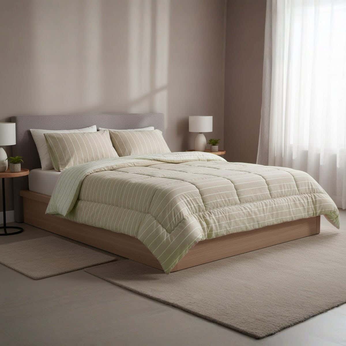 Kashmir Cotton Quilt set, 3 pieces, 240x240 cm, 4750 grams - Beige
