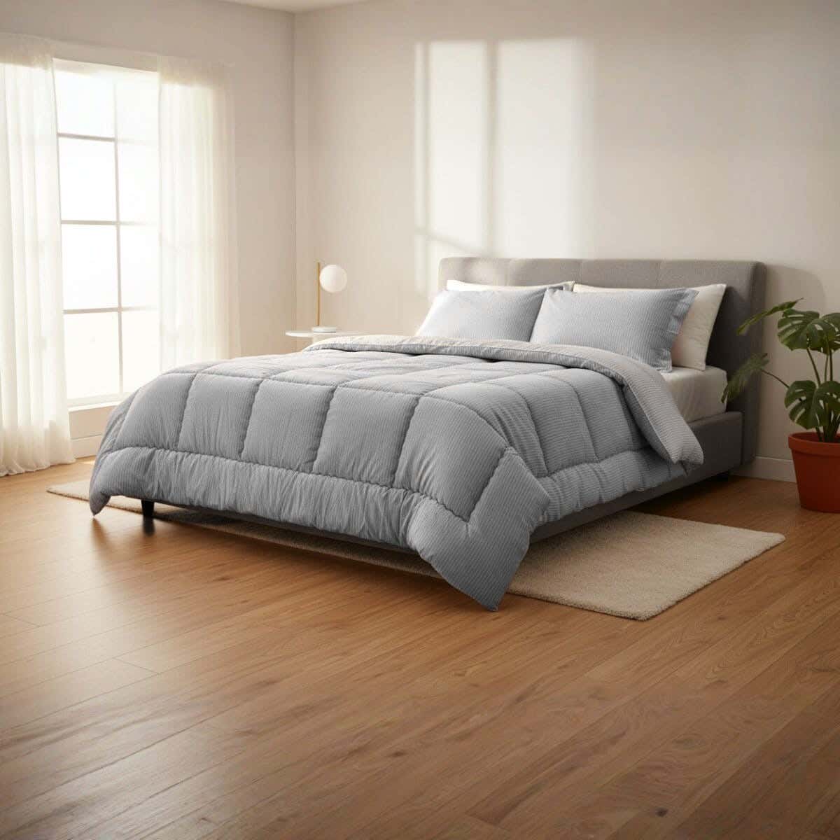 Kashmir Cotton Quilt set, 3 pieces, 240x240 cm, 4750 grams - Grey