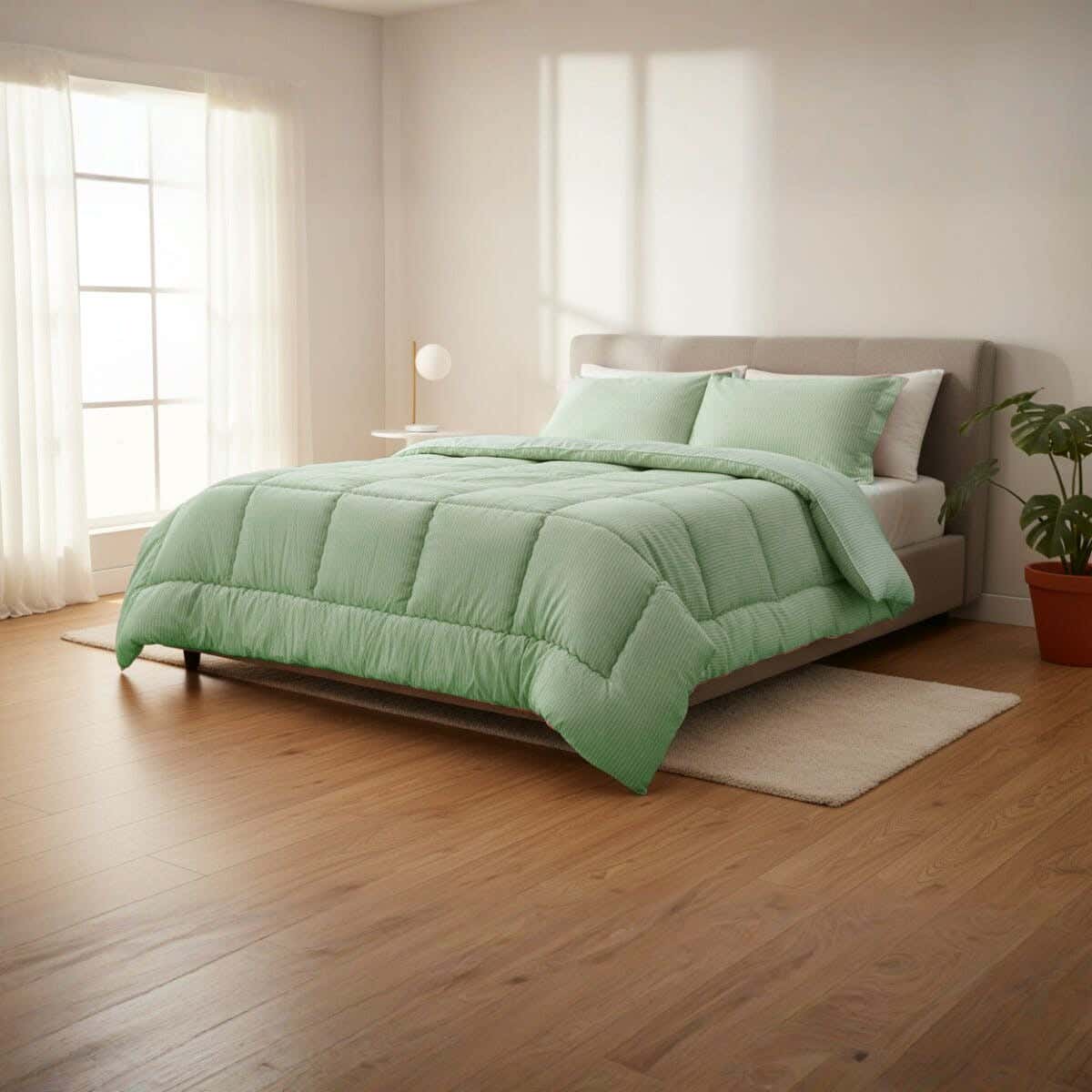 Kashmir Cotton Quilt set, 3 pieces, 240x240 cm, 4750 grams - Olive