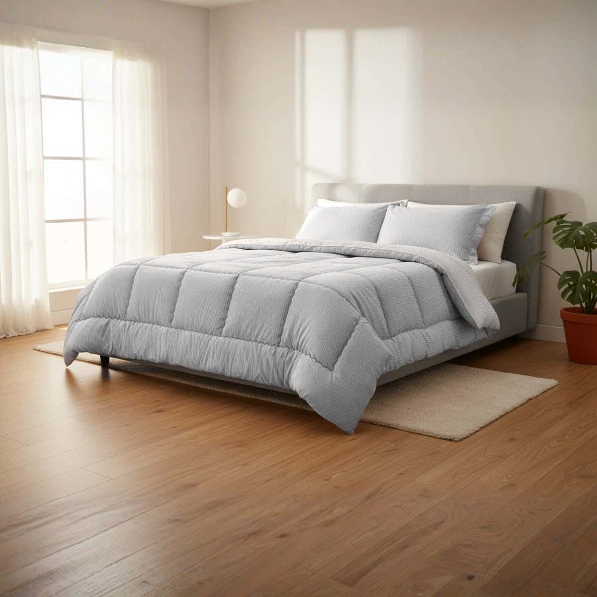 Kashmir Cotton Quilt set, 3 pieces, 240x240 cm, 4750 grams - Grey