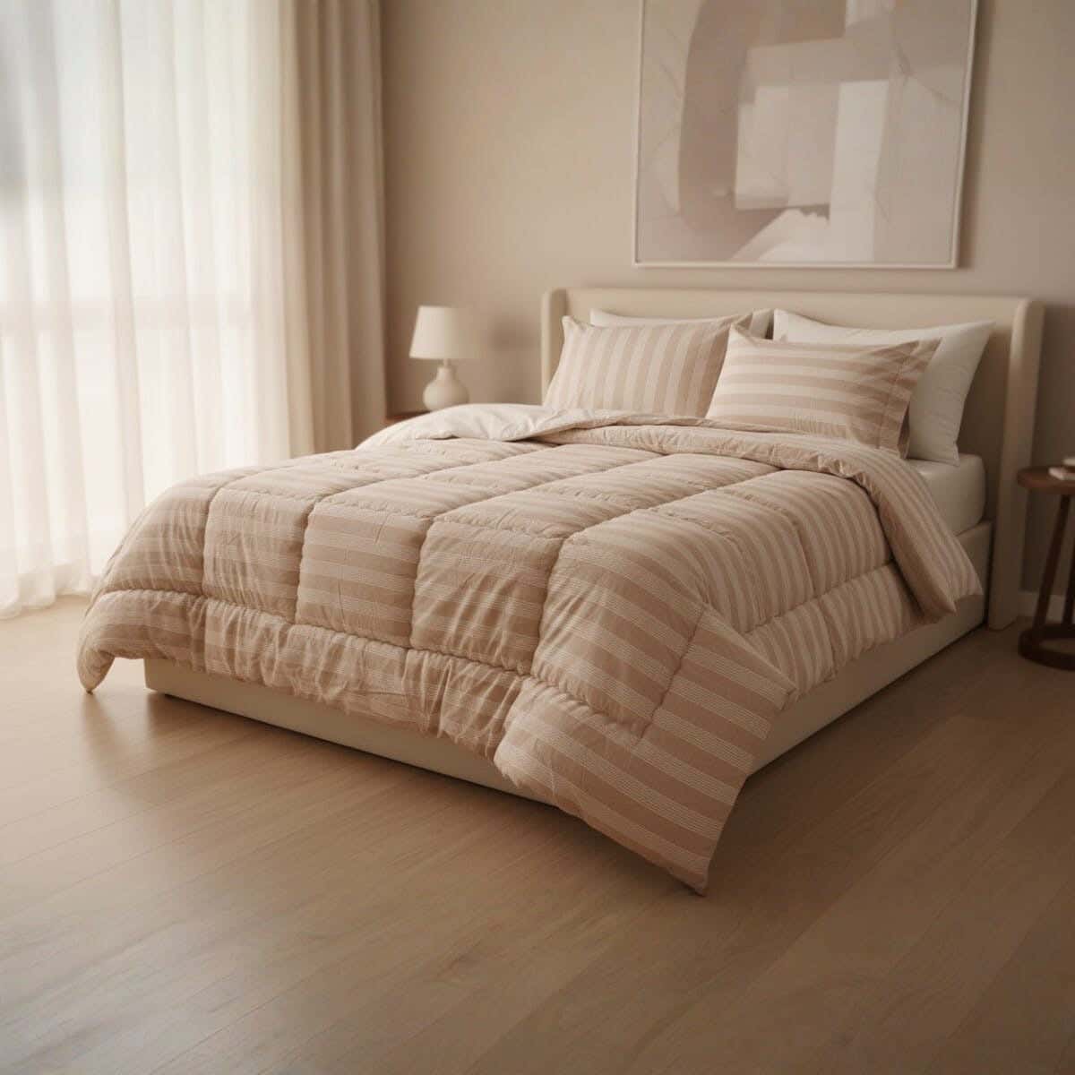 Kashmir Cotton Quilt set, 3 pieces, 240x240 cm, 4750 grams - Beige