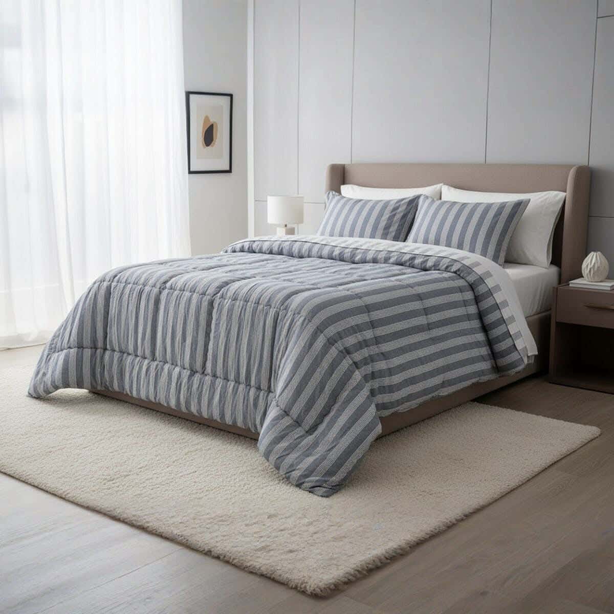 Kashmir Cotton Quilt set, 3 pieces, 240x240 cm, 4750 grams - Grey