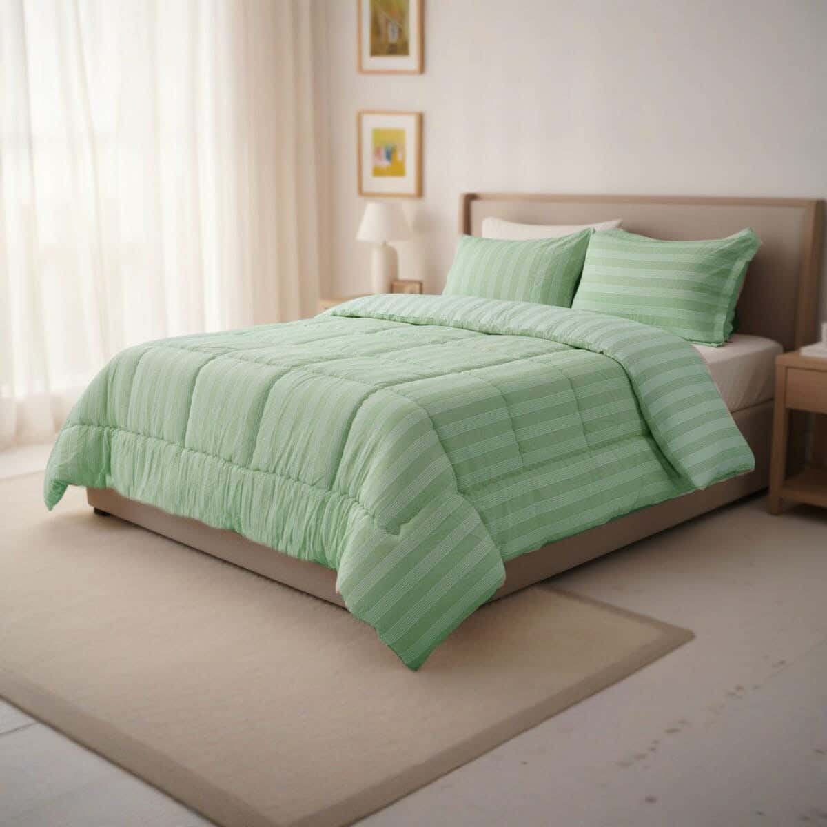 Kashmir Cotton Quilt set, 3 pieces, 240x240 cm, 4750 grams - Olive