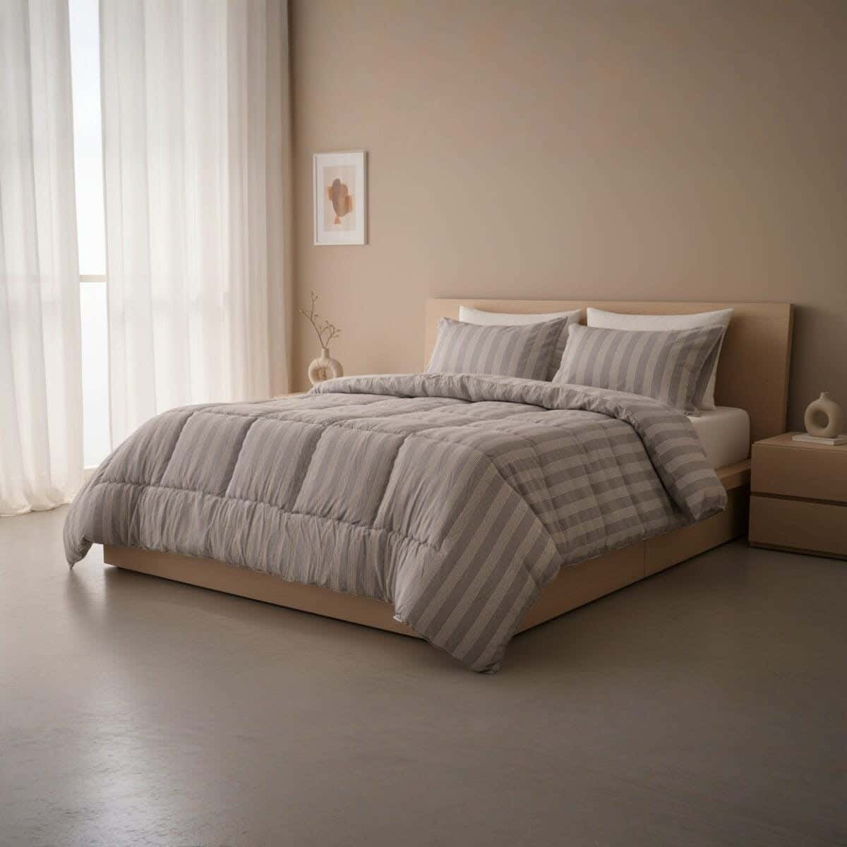 Kashmir Cotton Quilt set, 3 pieces, 240x240 cm, 4750 grams - Grey