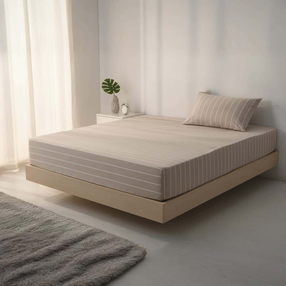 Al Maamoun Cotton Bed Sheet Set, 2 Pieces, 200×120 cm, Approximately 850 grm - Beige